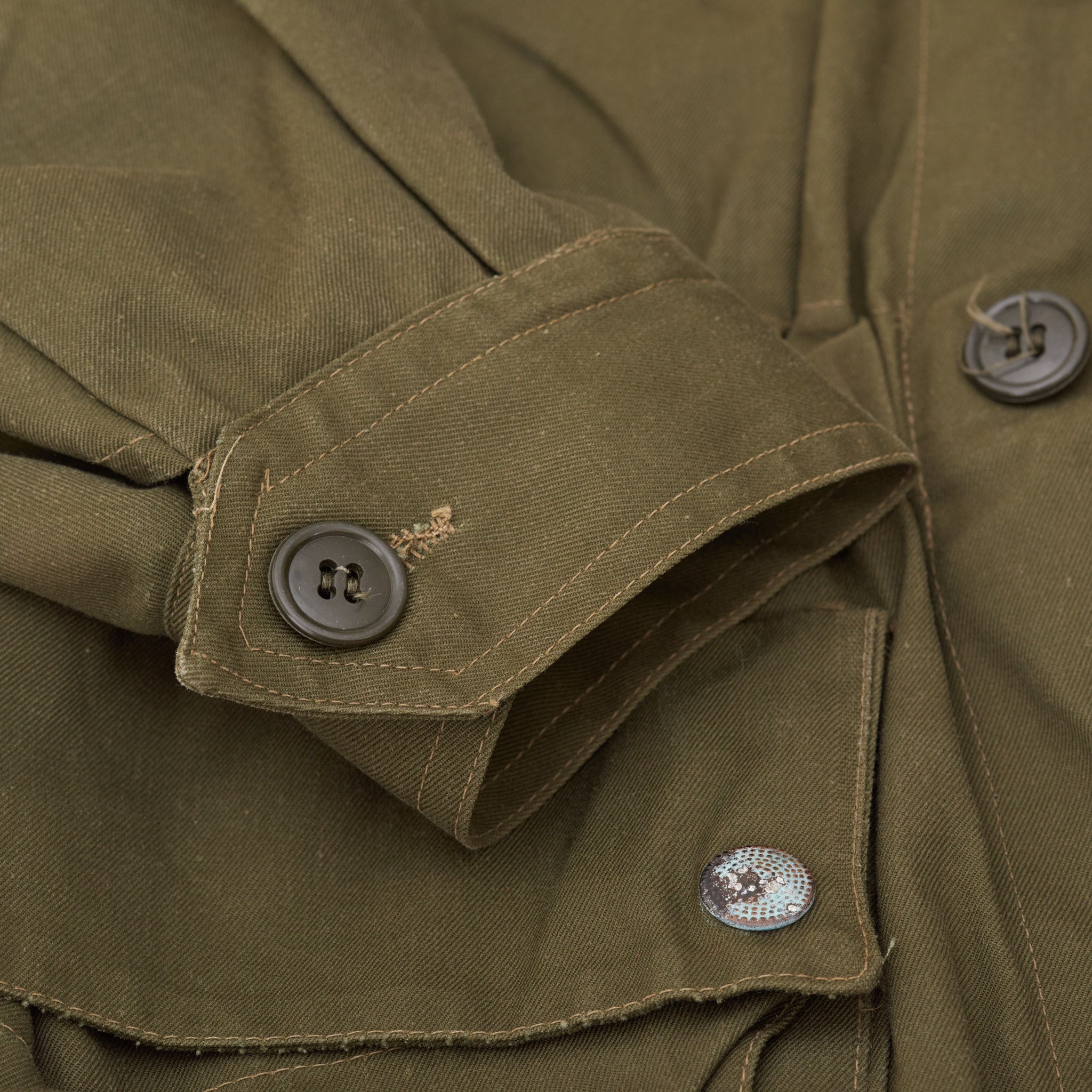 Vintage M.C.M Italian Army Rome 80s Green Cotton Military Field Jacket 44 US XXS M.C.M