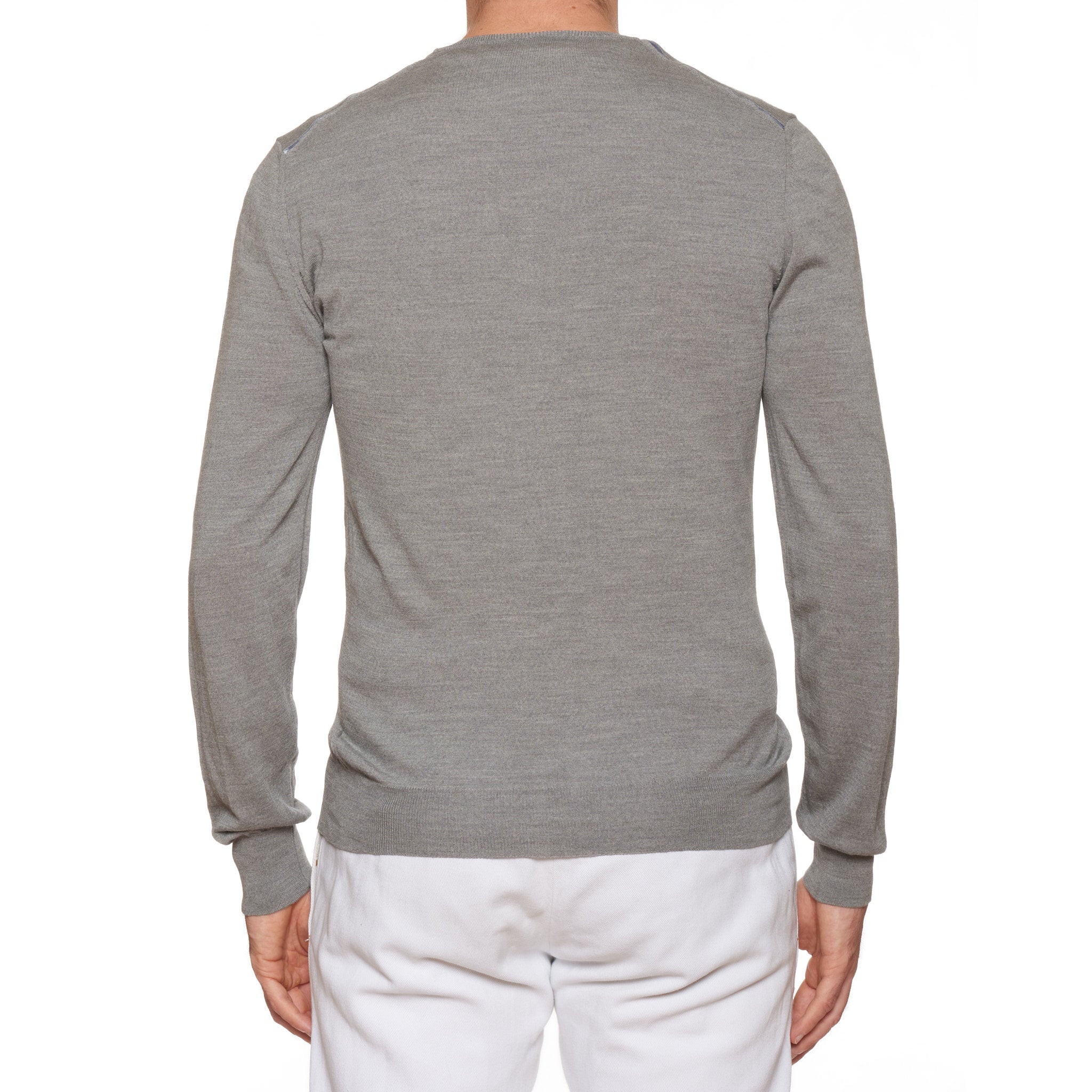 YVES SAINT LAURENT Gray Cotton V-Neck Sweater EU 50 US M YVES SAINT LAURENT