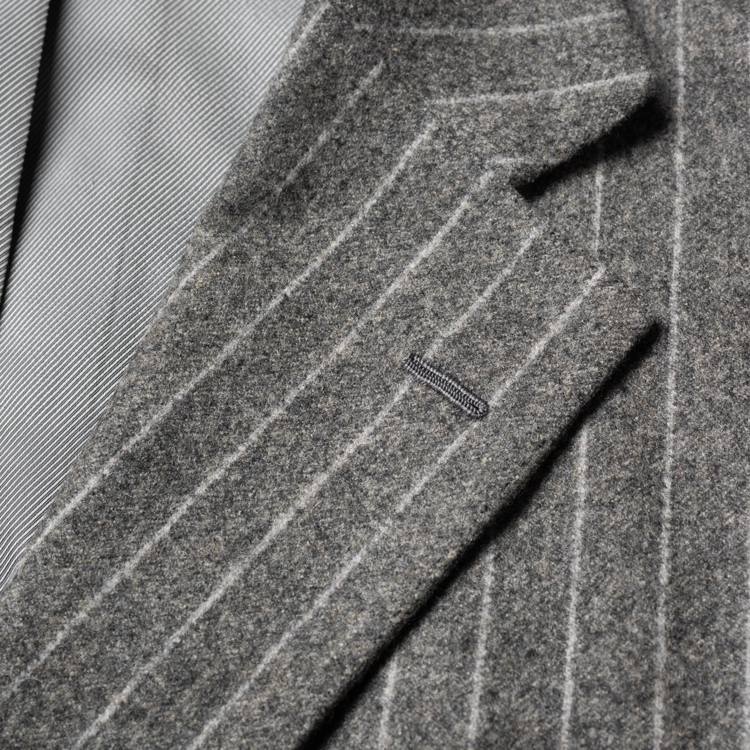 CESARE ATTOLINI Gray Striped Lambswool Cashmere Flannel Soft Suit 52 NEW US 42 CESARE ATTOLINI