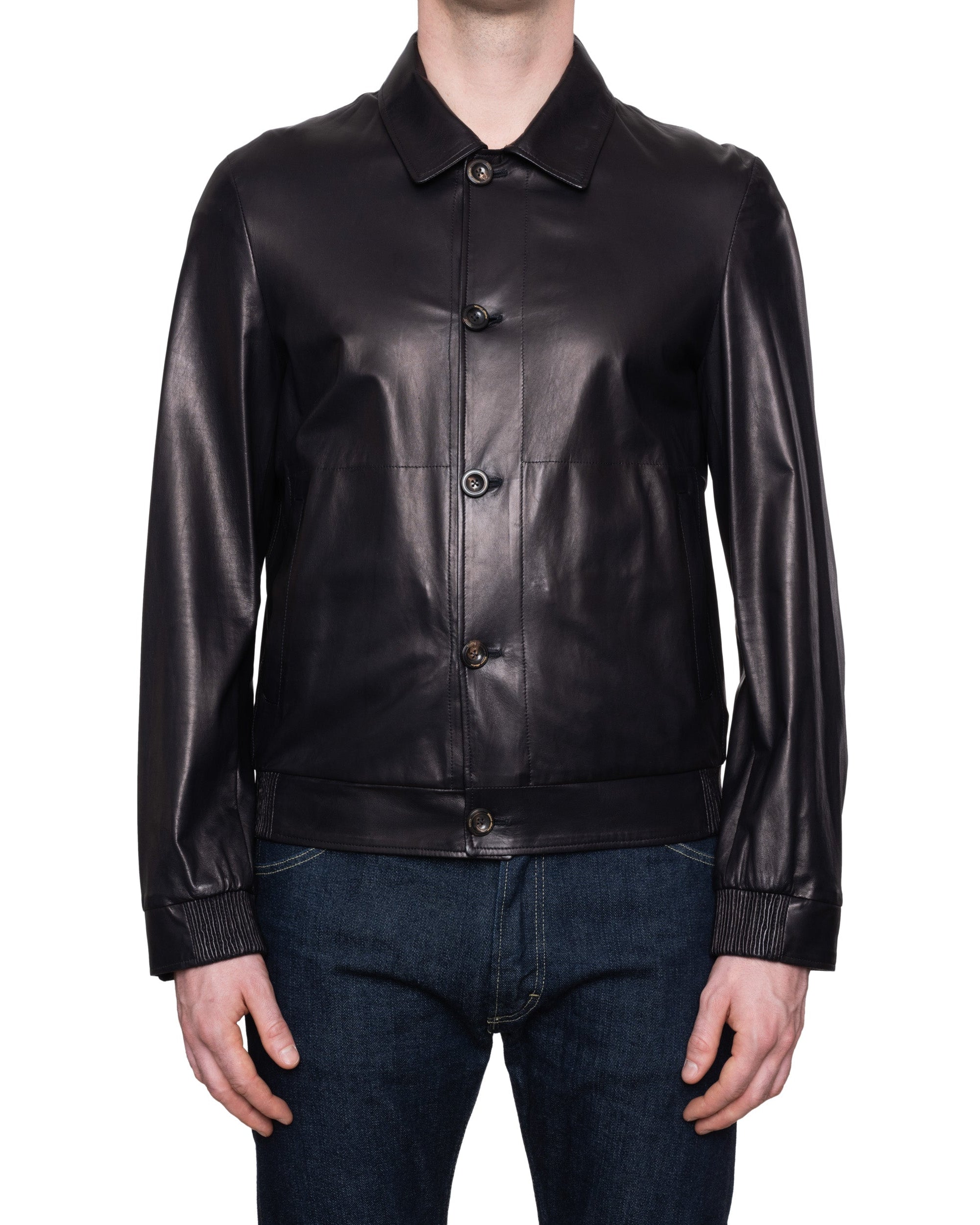 CESARE ATTOLINI Black Lambskin Leather A1 Aviator Flight Jacket 50 NEW US 40 M CESARE ATTOLINI