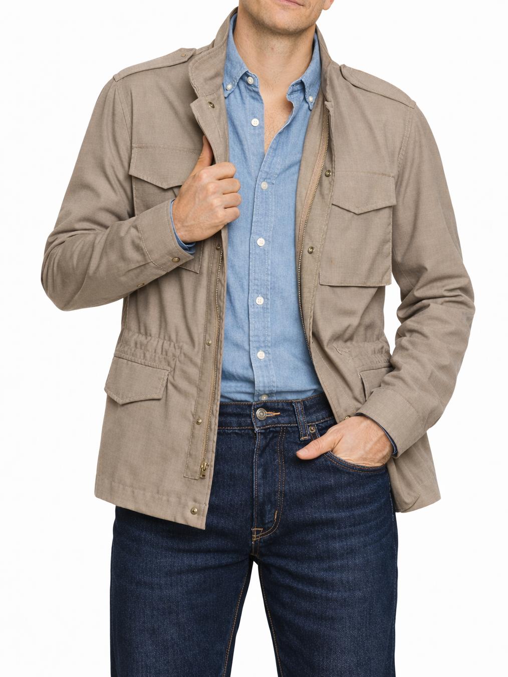 PIETRA SALATA Napoli "Sahara" Beige Safari Jacket Field Coat