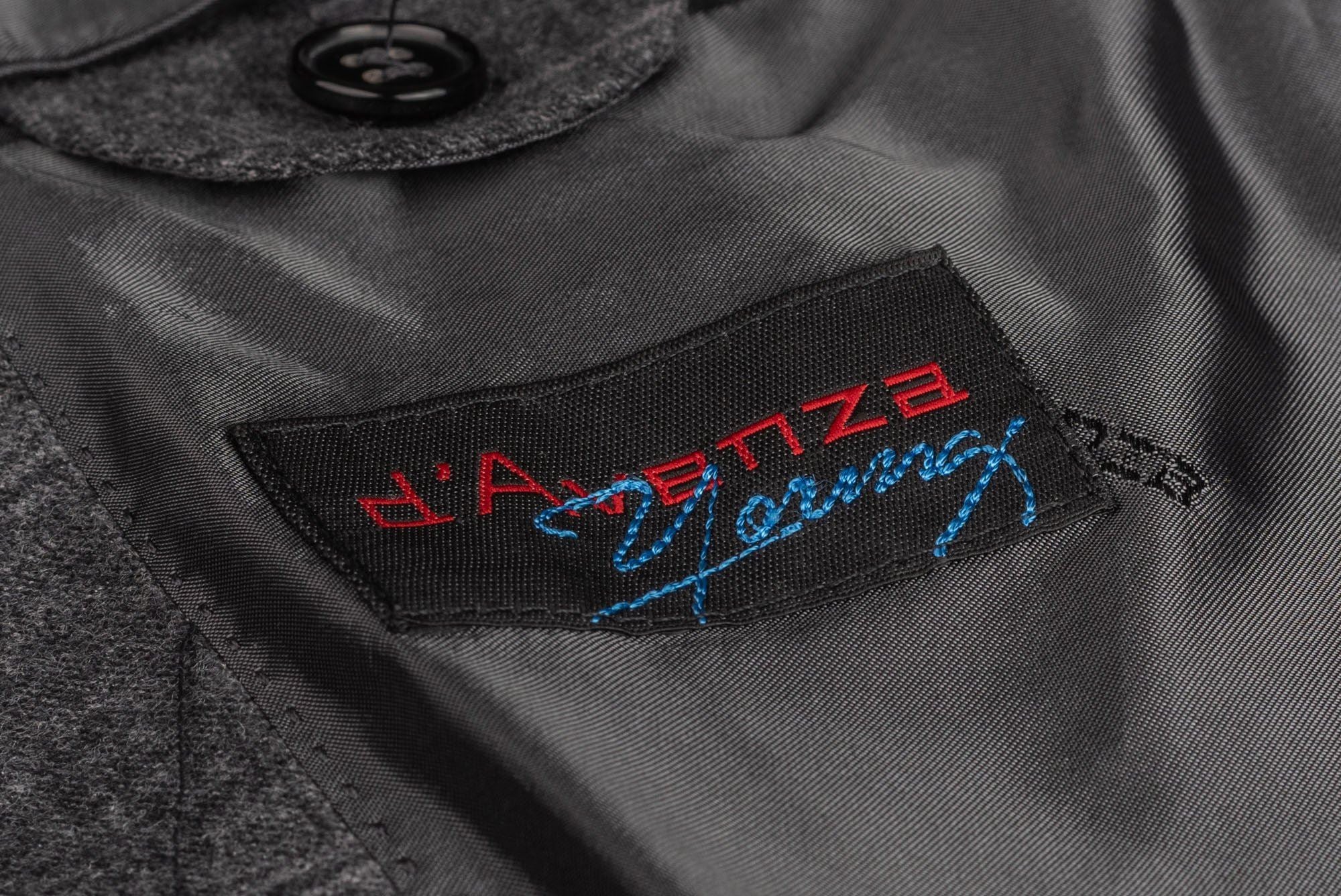 D'AVENZA Handmade Gray Plaid Wool Flannel DB Jacket Sport Coat