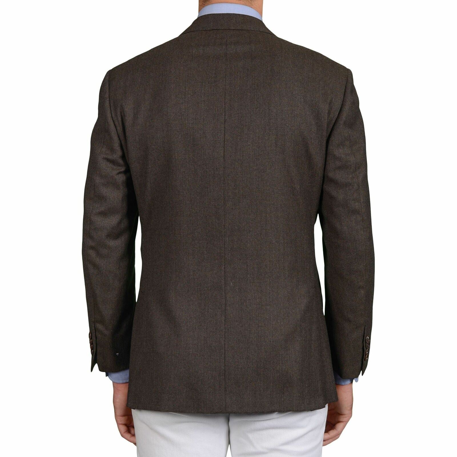 D'AVENZA Roma Handmade Brown Birdseye Wool Jacket Short Fit