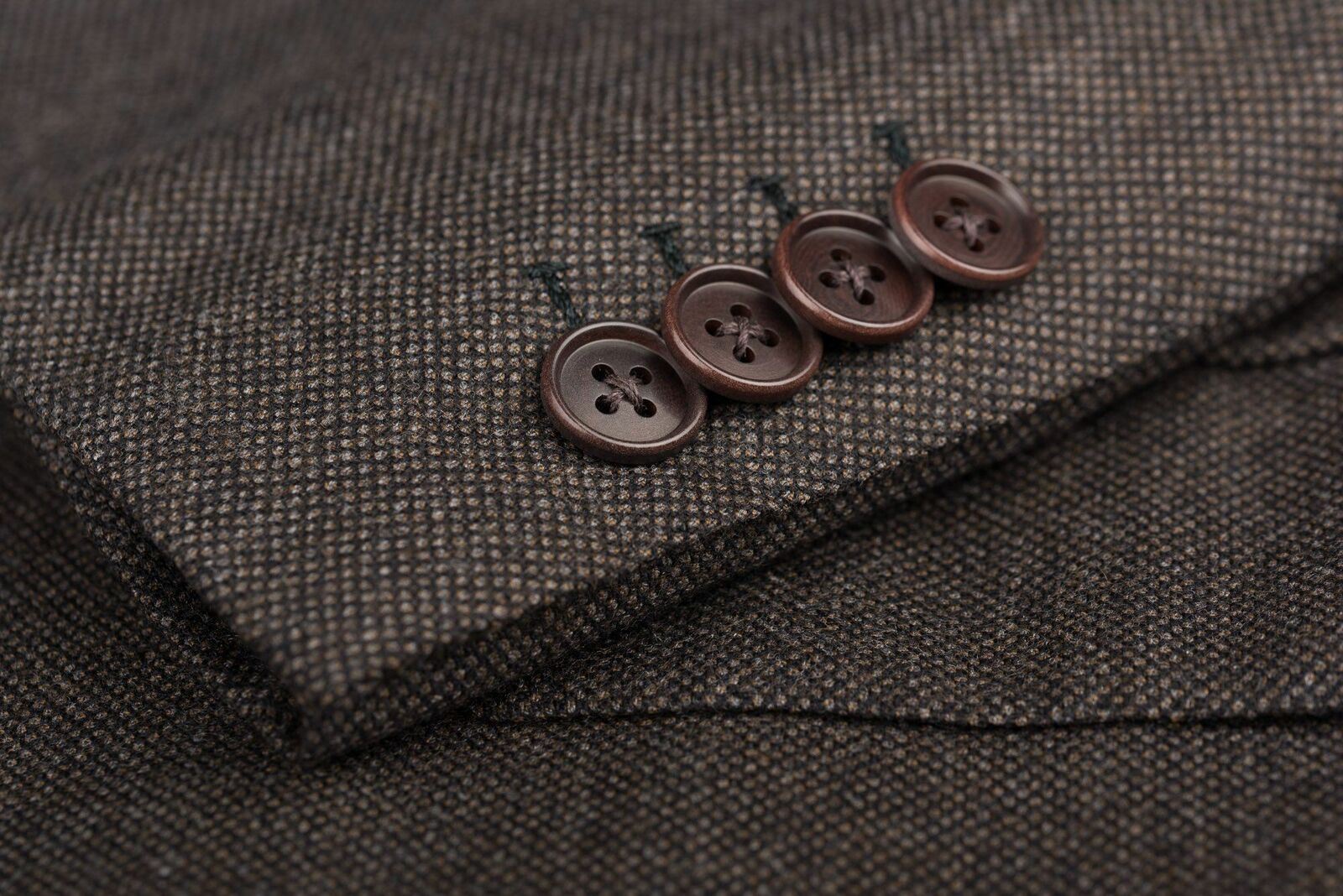 D'AVENZA Roma Handmade Brown Birdseye Wool Jacket Short Fit