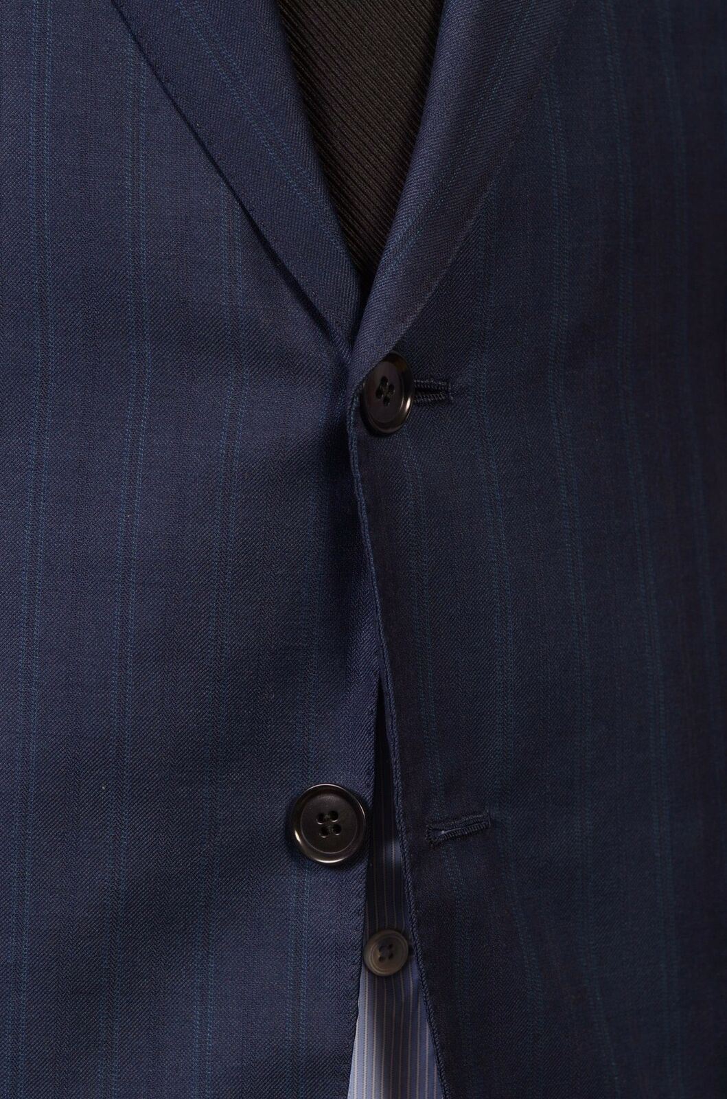 LH RUBINACCI Napoli Blue Striped Bespoke Business Suit EU 50 US 38 40 Short