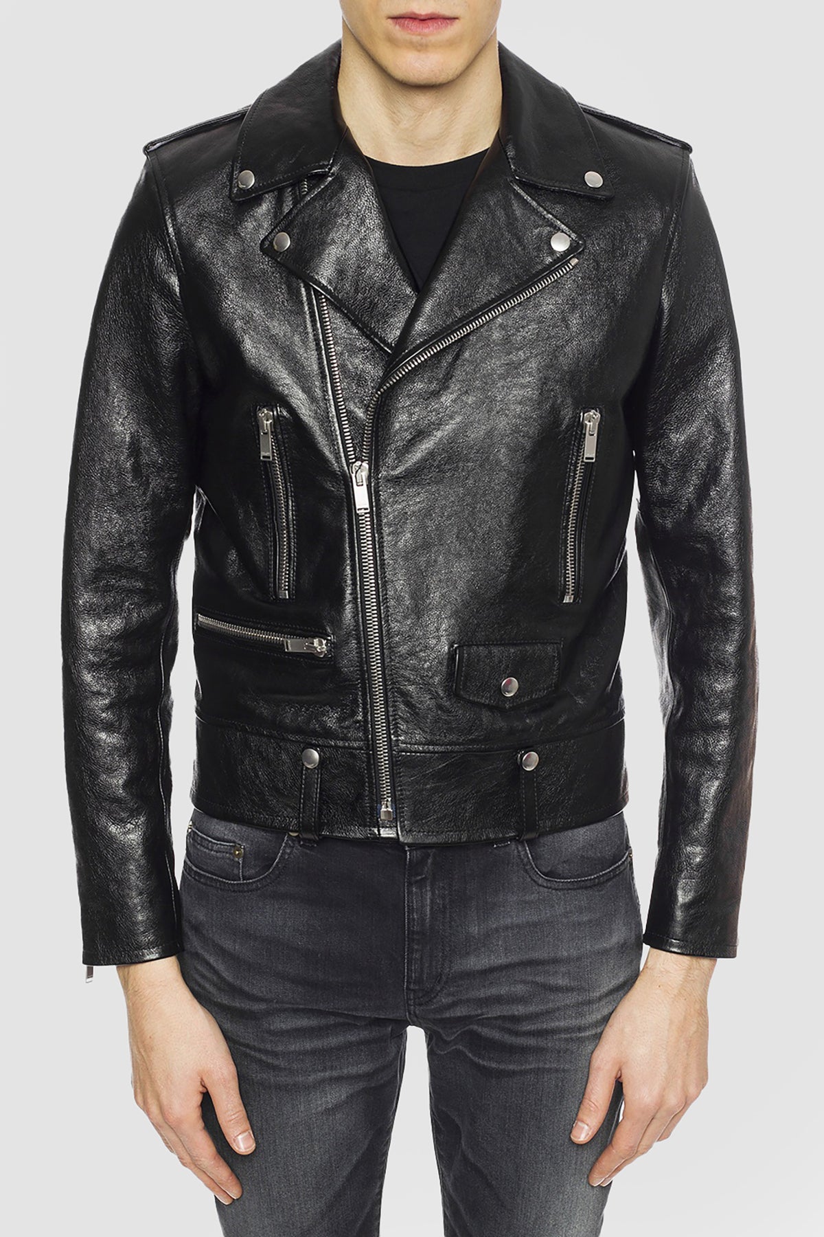 SAINT LAURENT Paris Black Leather L01 Motorcycle Jacket