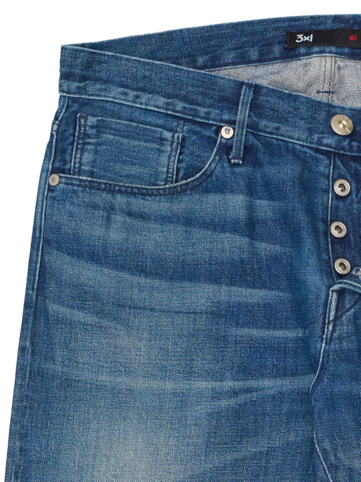 3x1 M3 Blue Denim Selvedge Slim Straight Fit Jeans Pants US 33