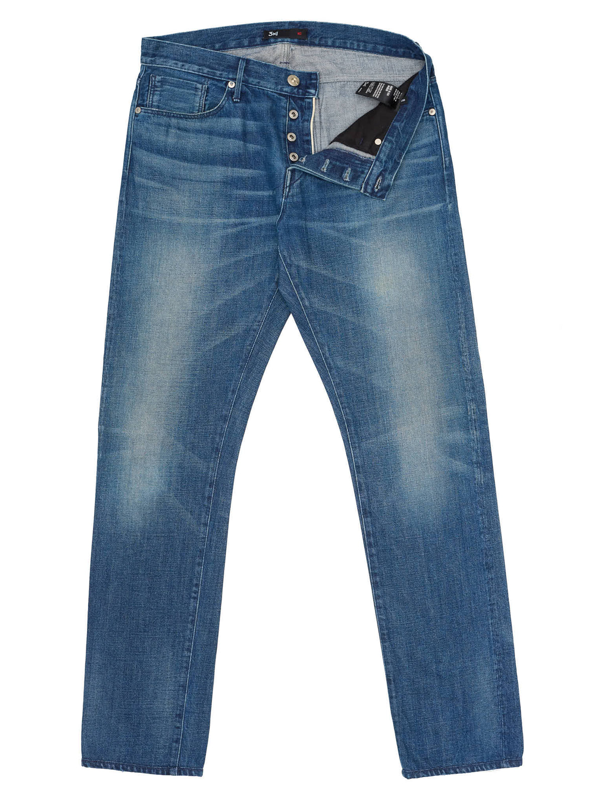 3x1 M3 Blue Denim Selvedge Slim Straight Fit Jeans Pants US 33