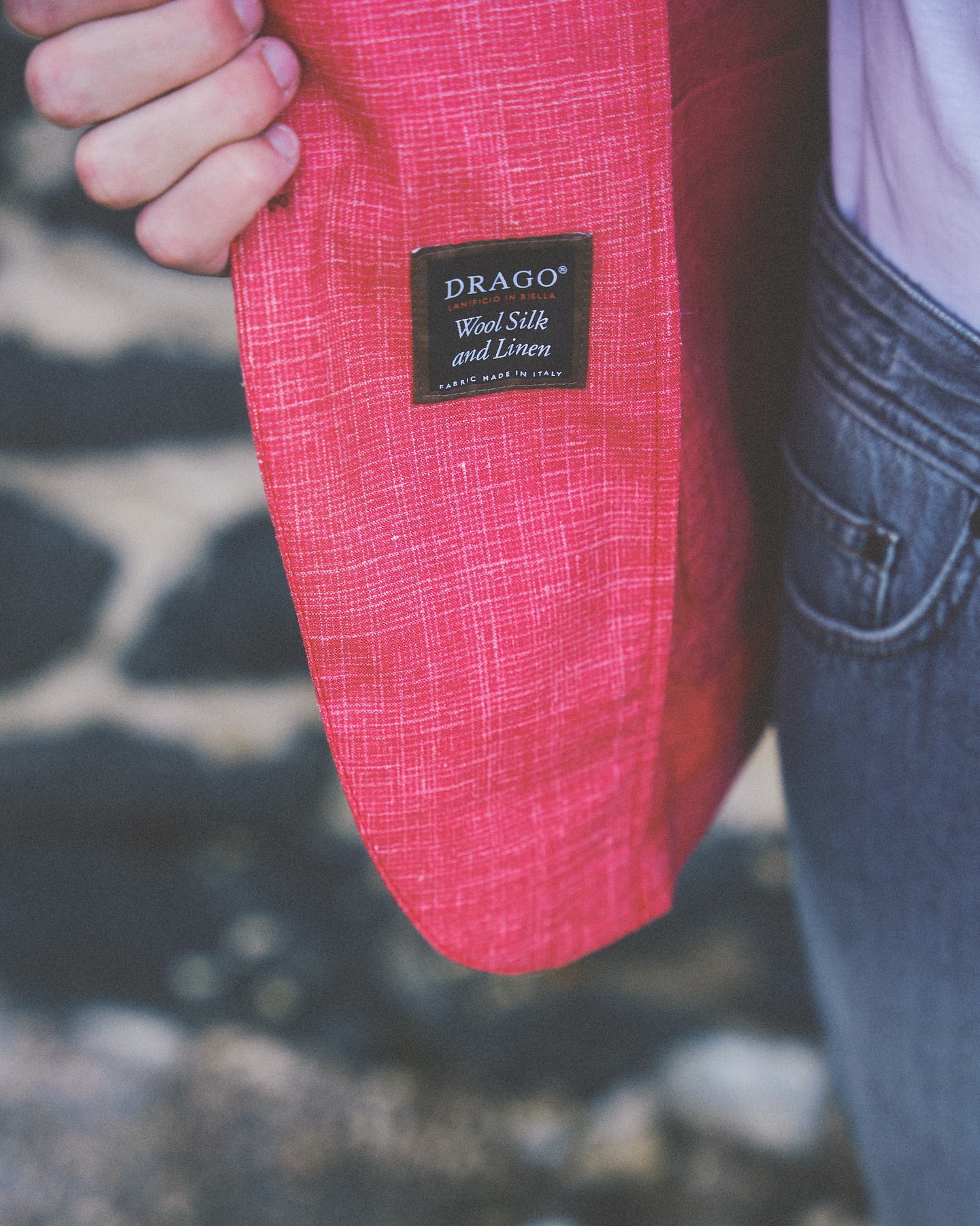PIETRA SALATA Napoli Coral-Red Jacket Drago Wool-Silk-Linen Ultralight Jacket Blazer