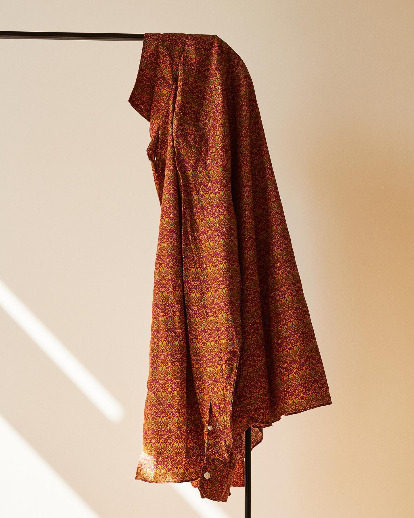 PIETRA SALATA Orange Floral Pattern Cotton Spread Collar Shirt