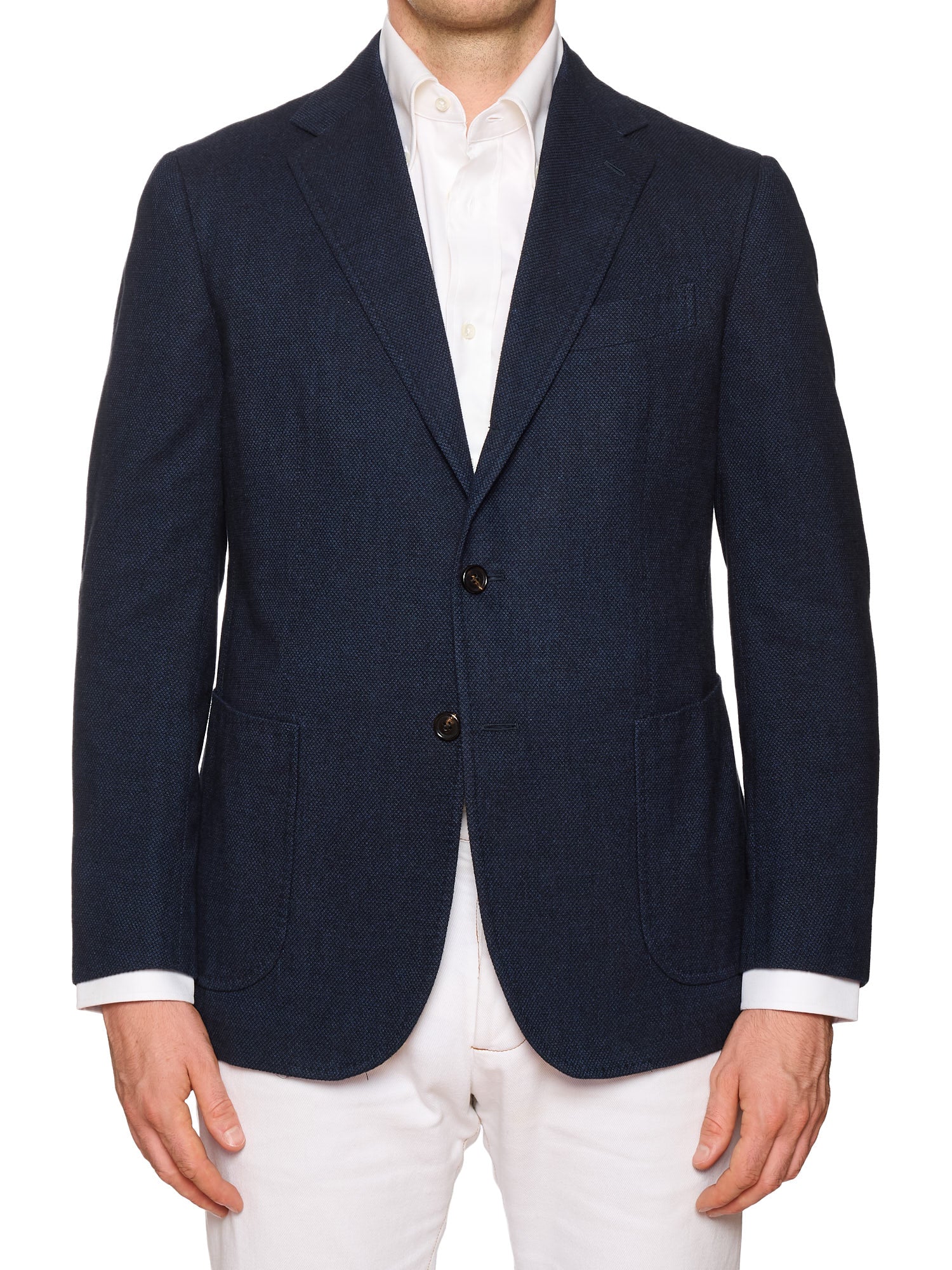 STILE LATINO "Vincenzo" Blue Birdseye Cotton Slim Fit Jacket
