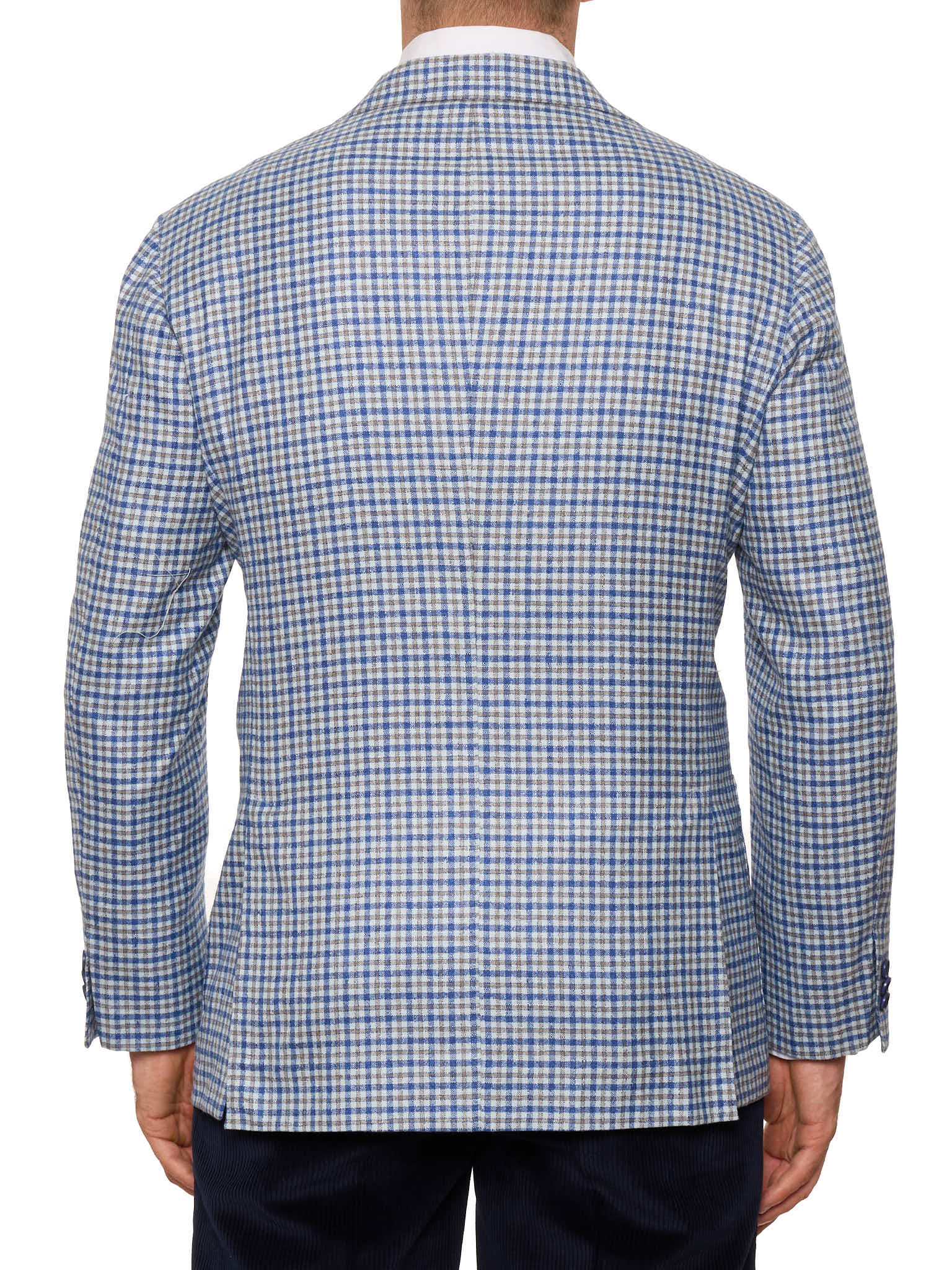 SARTORIA CIARDI Bespoke Handmade Blue-White Plaid Wool-Silk Jacket NEW