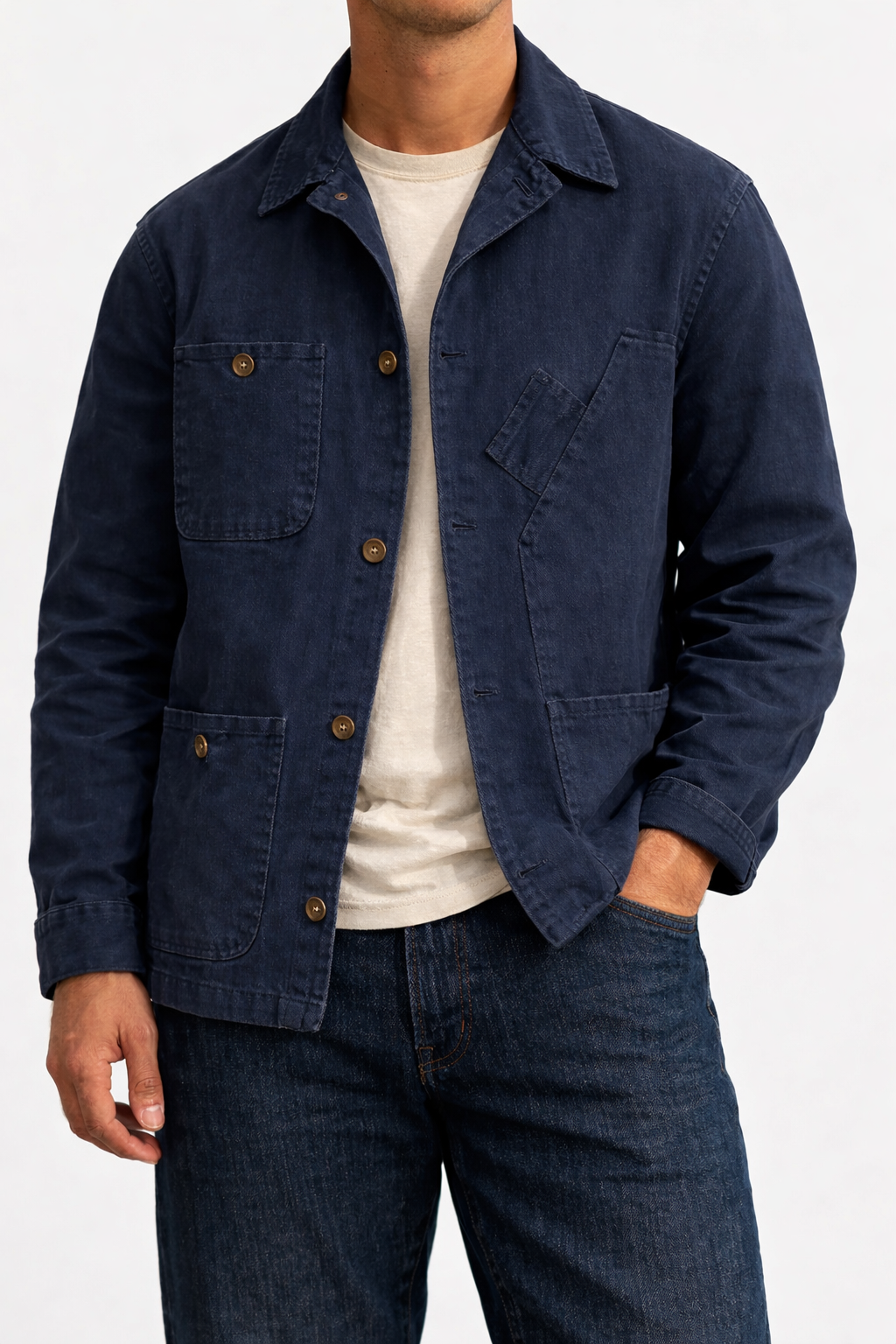 PIETRA SALATA Napoli Blue Multi Pocket Work Jacket Chore-Coat