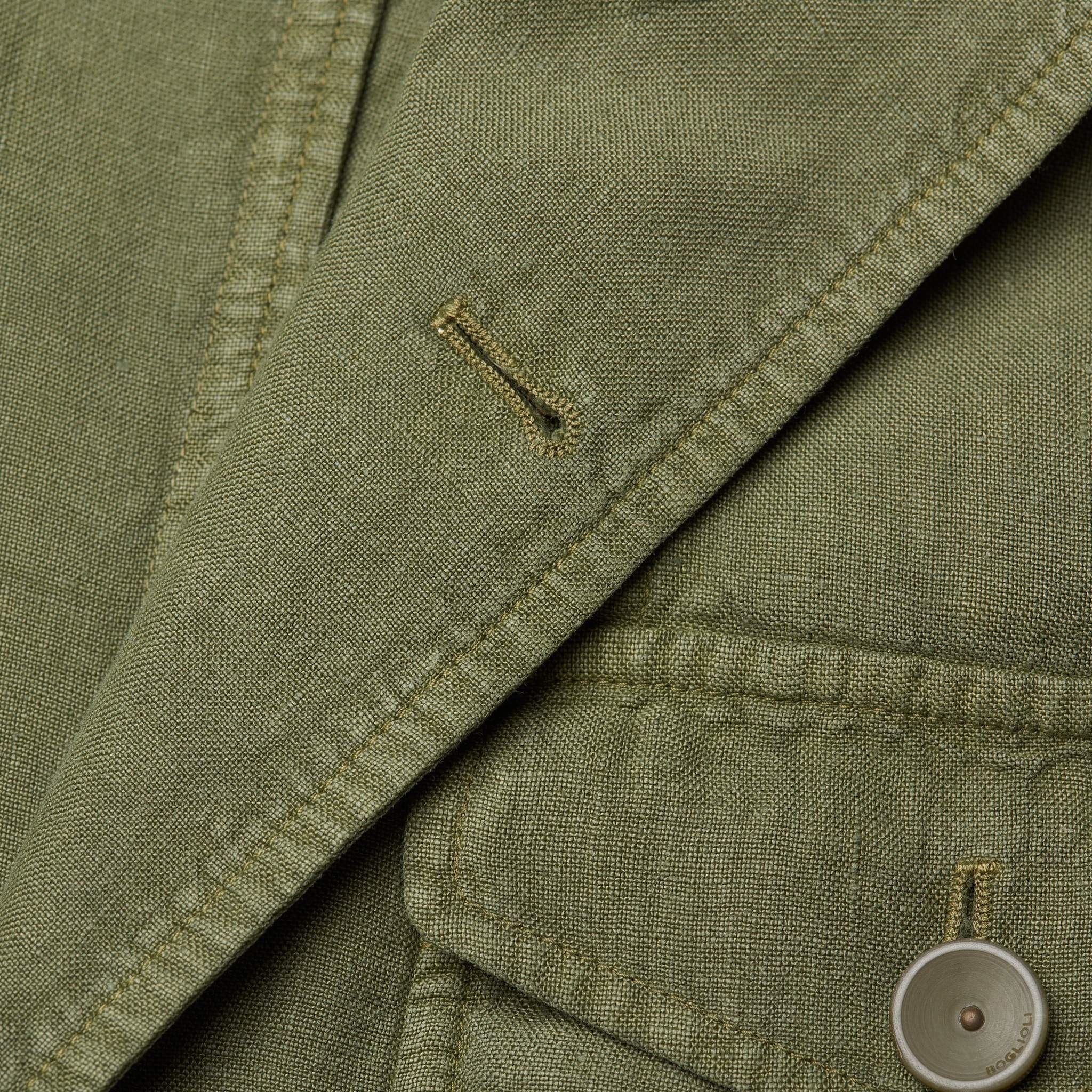 BOGLIOLI Milano Green Linen Safari Jacket Coat EU 50 NEW US M