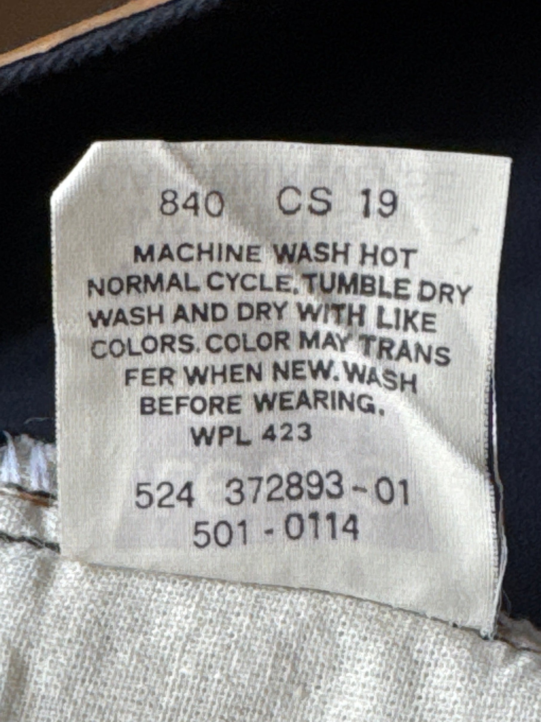 Vintage LEVI'S 501 Navy Blue Cotton Twill Jeans Made in USA NOS