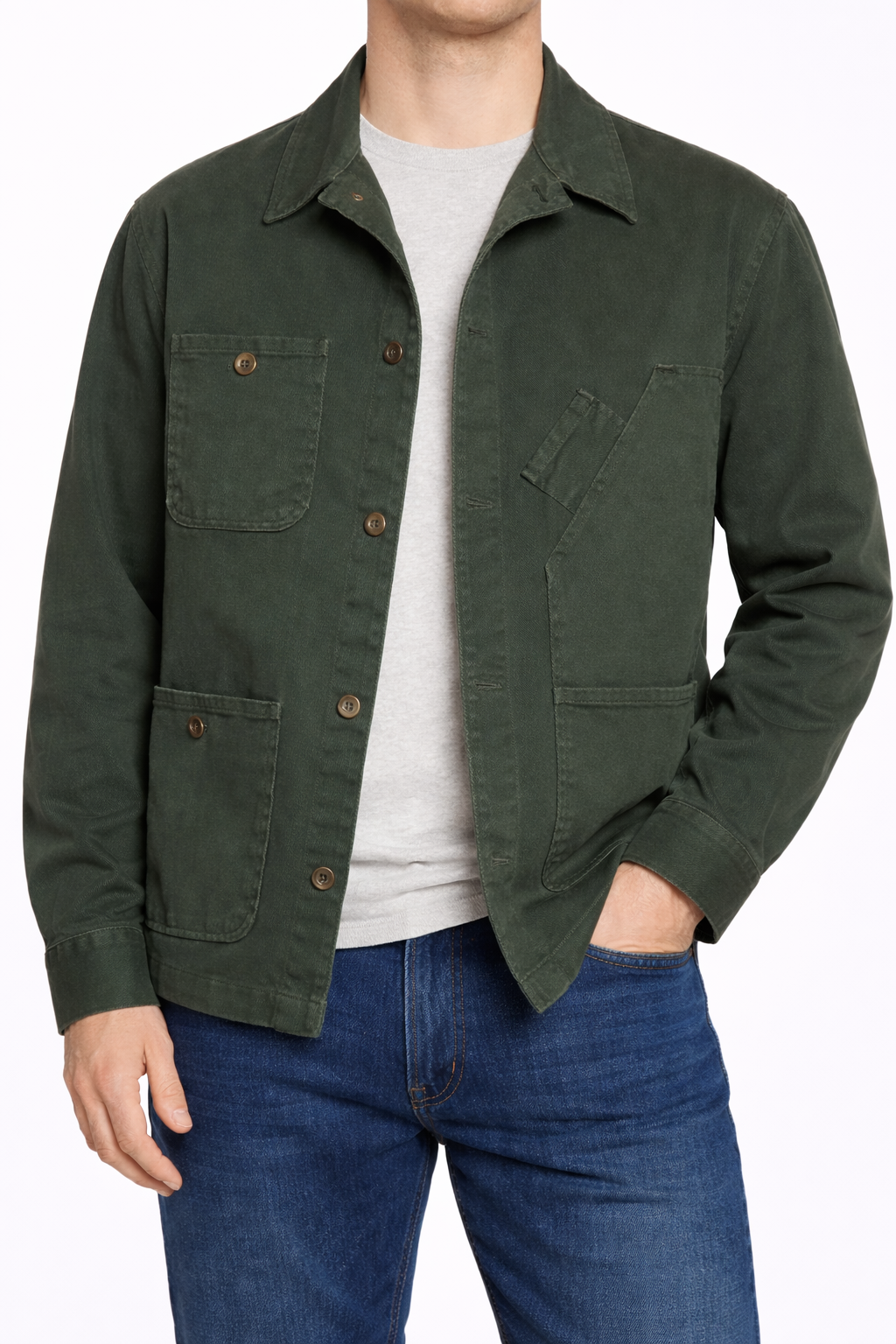 PIETRA SALATA Napoli Army Green Multi Pocket Work Jacket  Chore-Coat