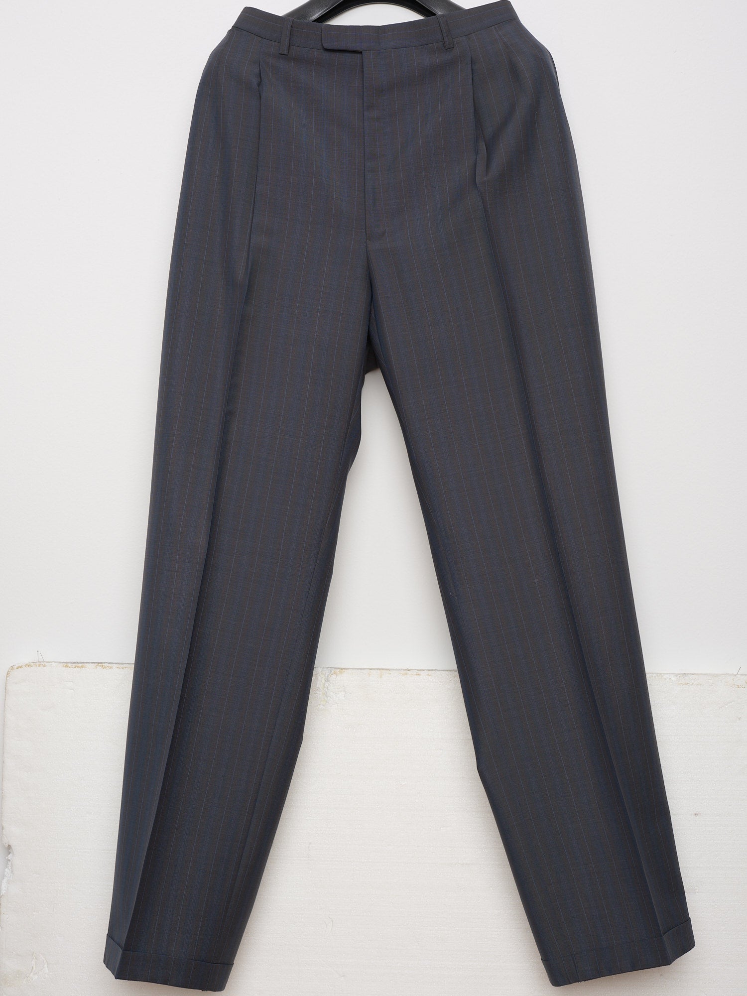 ABLA for Sir Wilson Handmade Blue Striped Wool–Mohair Business Suit
