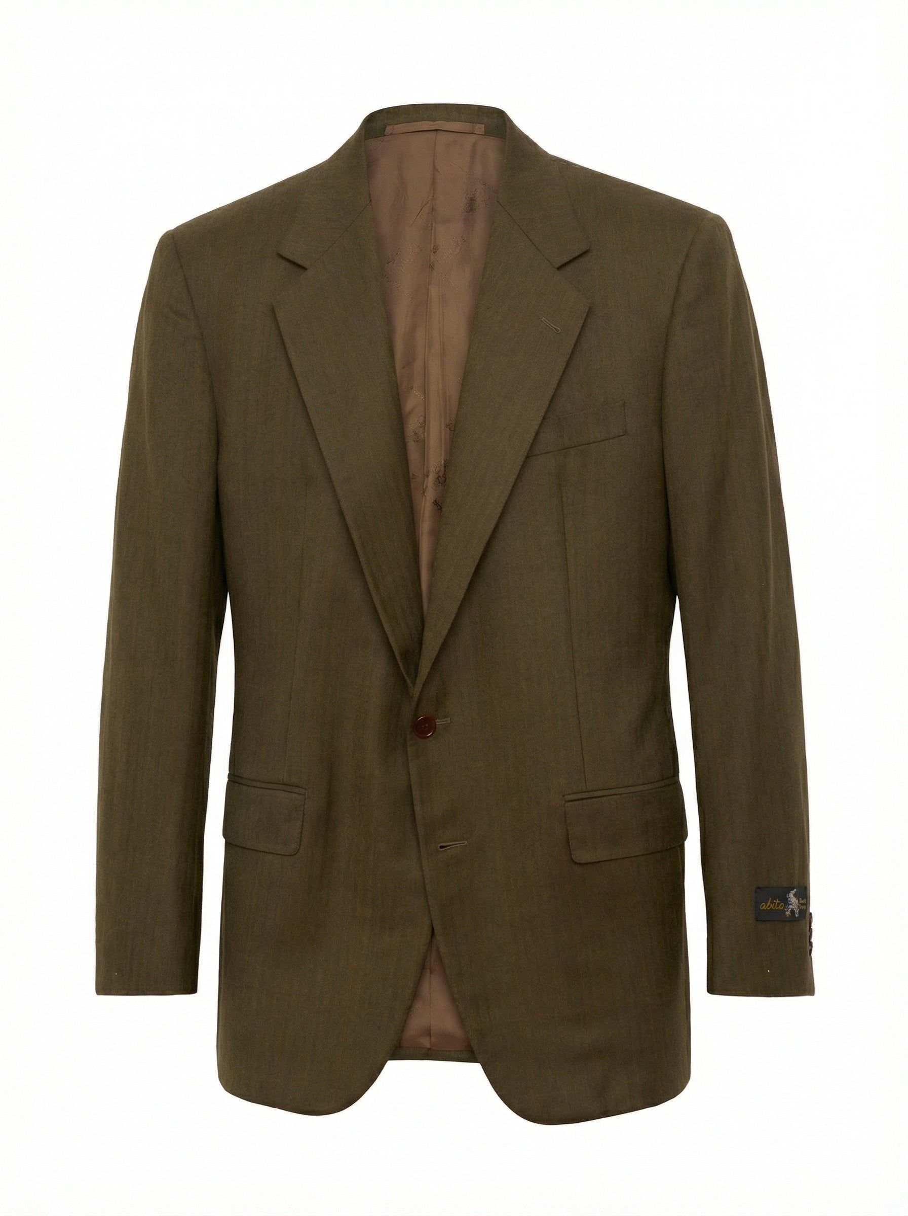 ABLA for Sir Wilson Handmade Brown Windowpane Wool Super 100's Suit