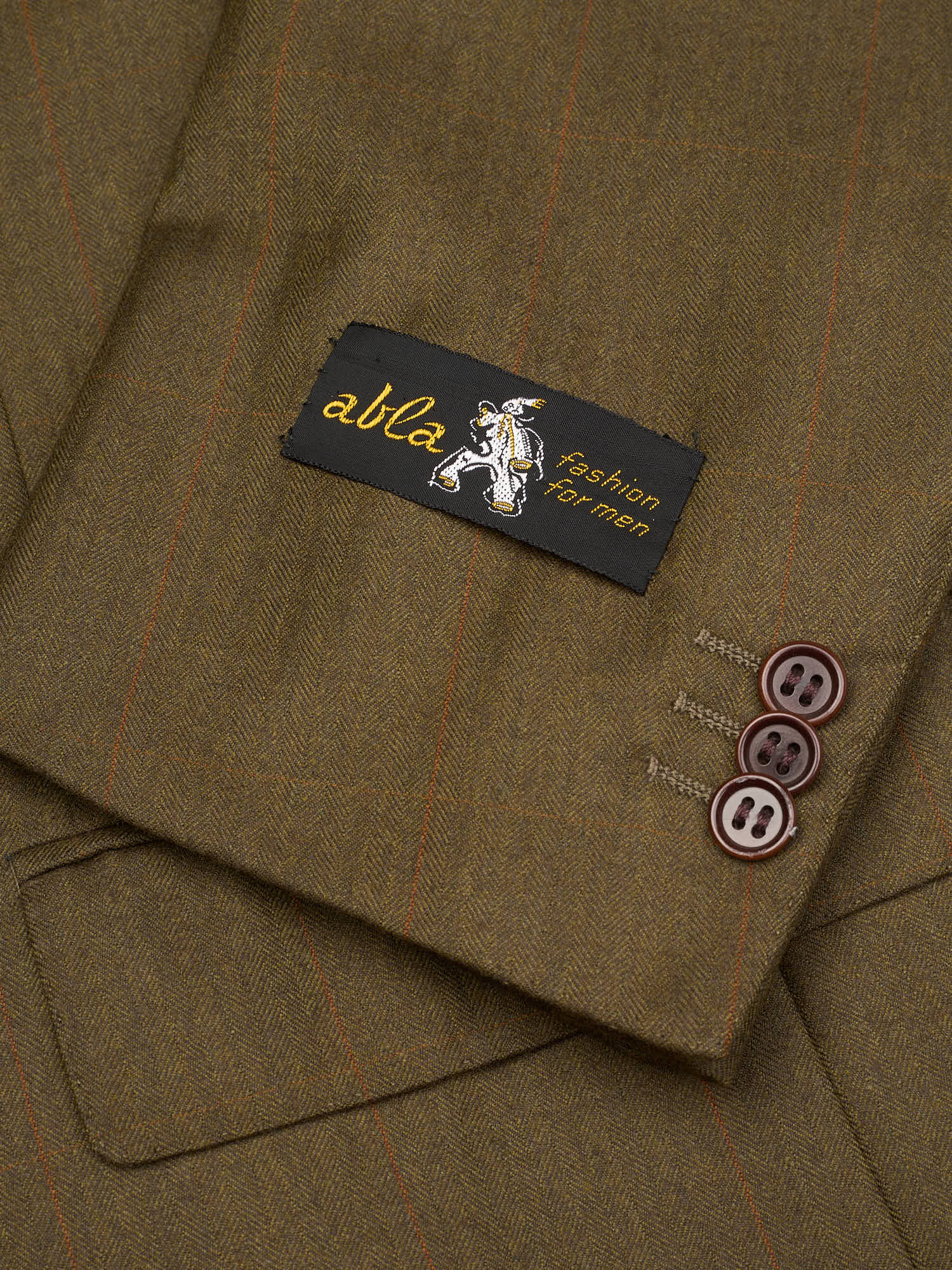 ABLA for Sir Wilson Handmade Brown Windowpane Wool Super 100's Suit