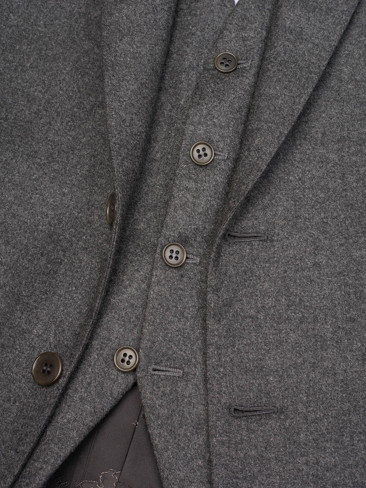 ABLA for Sir Wilson Handmade Gray Wool–Cashmere Flannel 3 Piece Suit