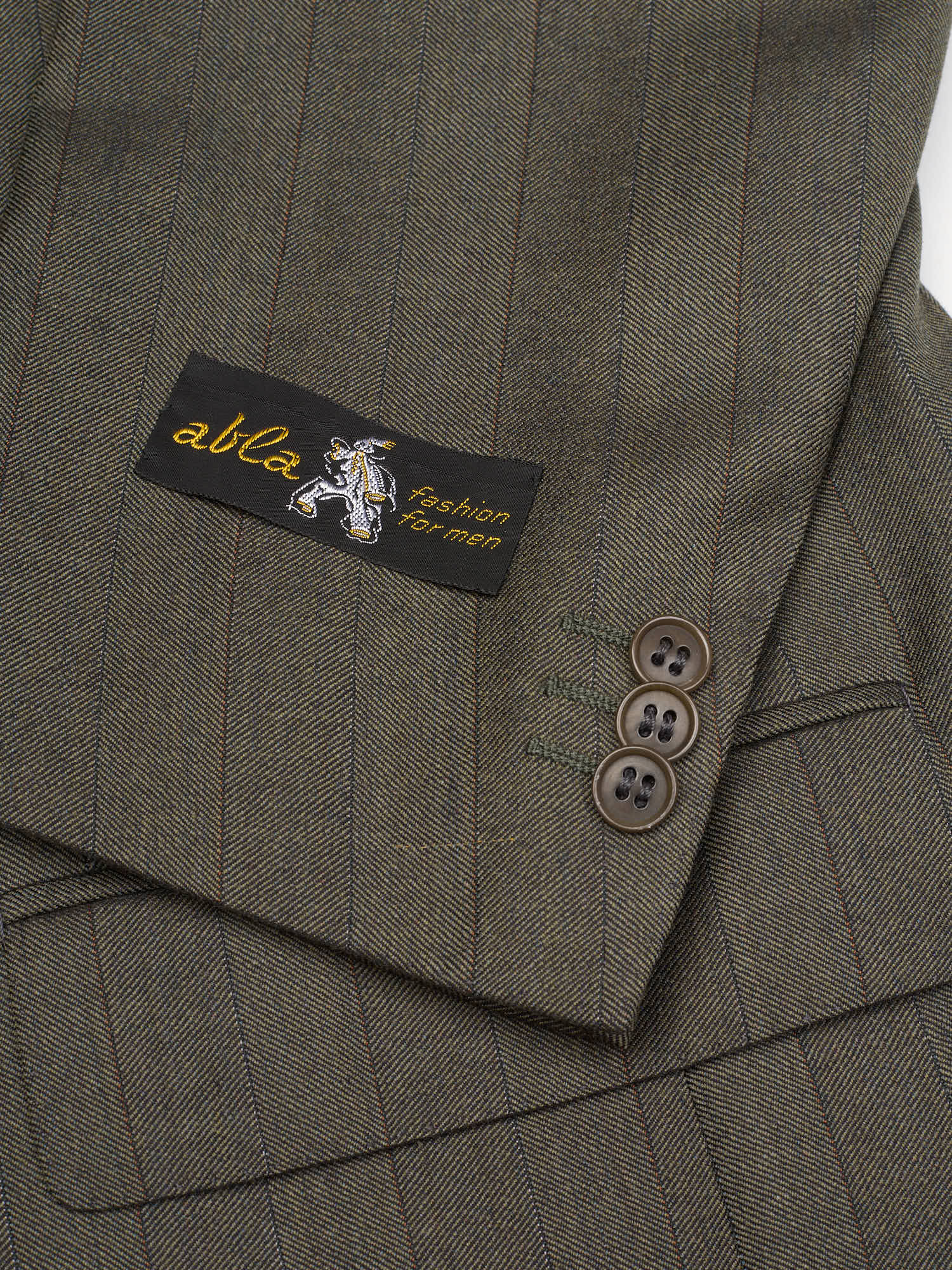 ABLA for Sir Wilson Handmade Olive Gray Herringbone Wool–Cashmere Business Suit