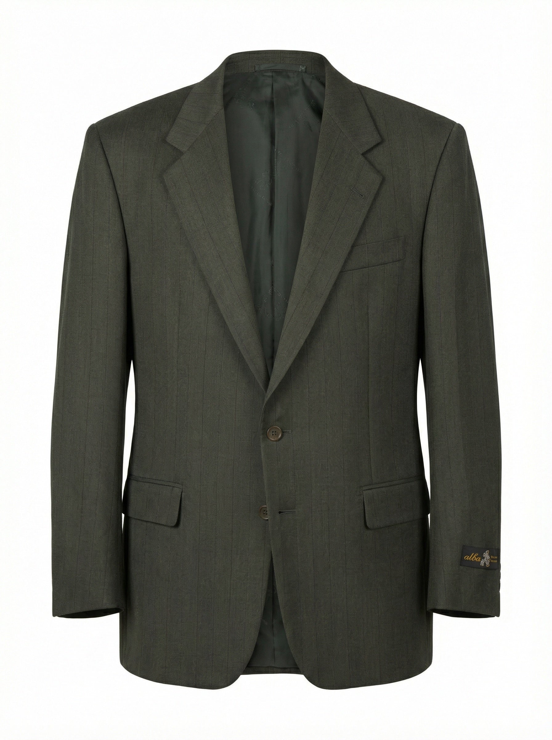 ABLA for Sir Wilson Handmade Olive Gray Herringbone Wool–Cashmere Business Suit