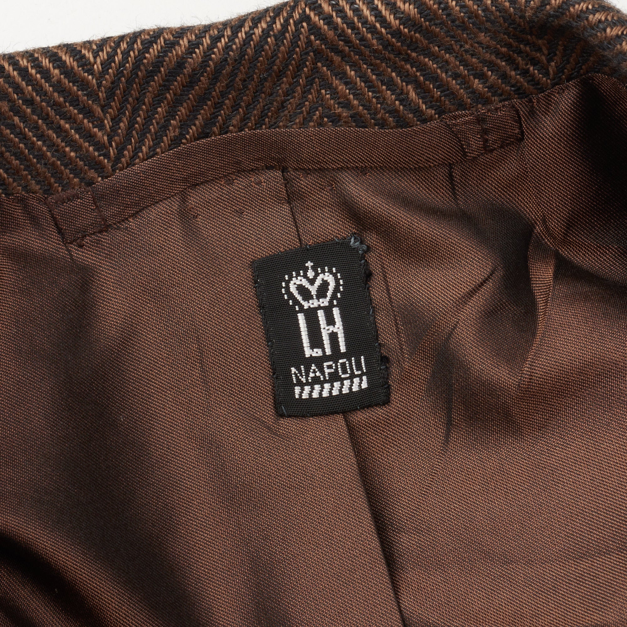 RUBINACCI LH Handmade Bespoke Brown Herringbone Cotton-Linen Jacket EU 50 NEW US 40 RUBINACCI