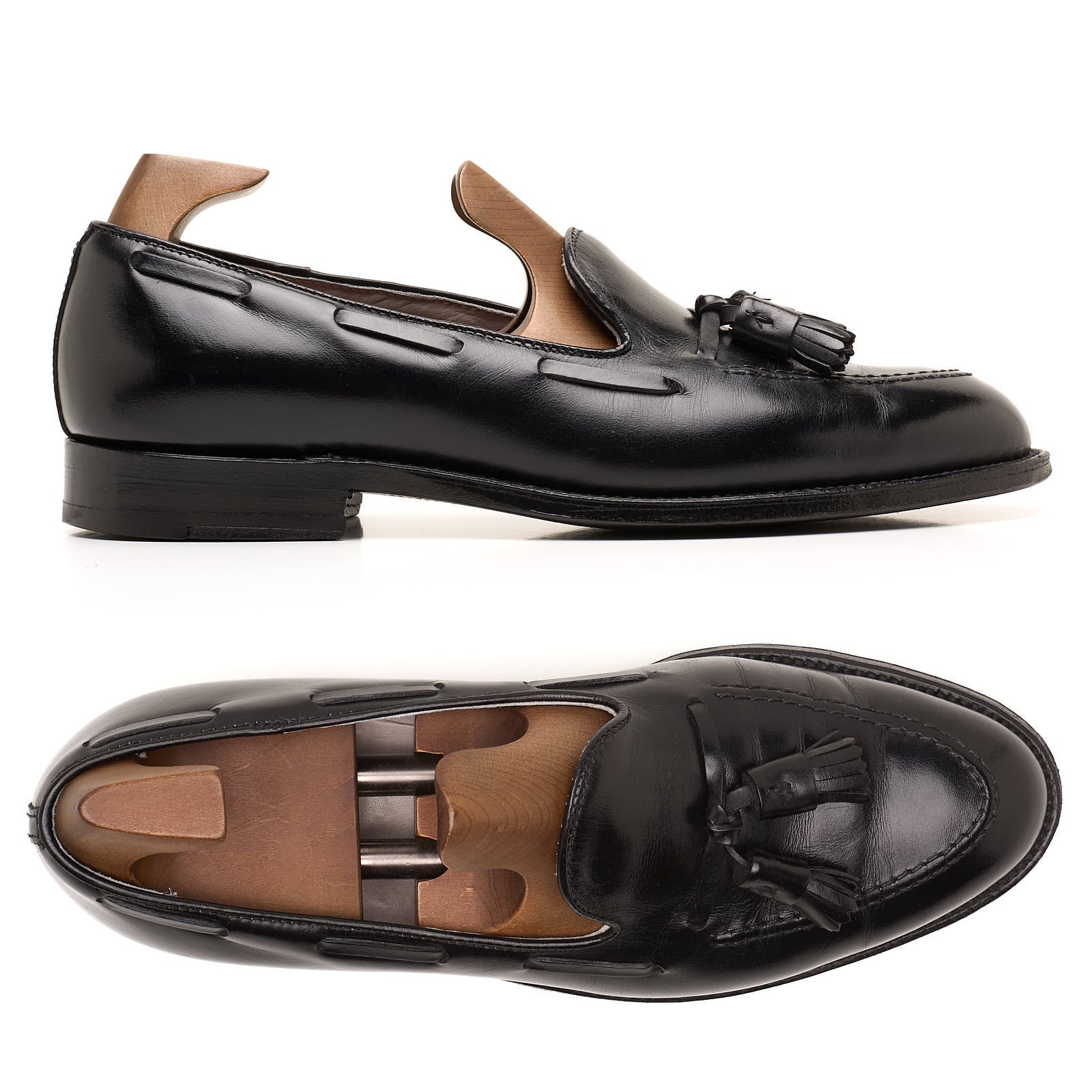 ALDEN 660 Black Calf Leather Tassel Moccasin Loafer Shoes EU 8.5 US 9 C/E