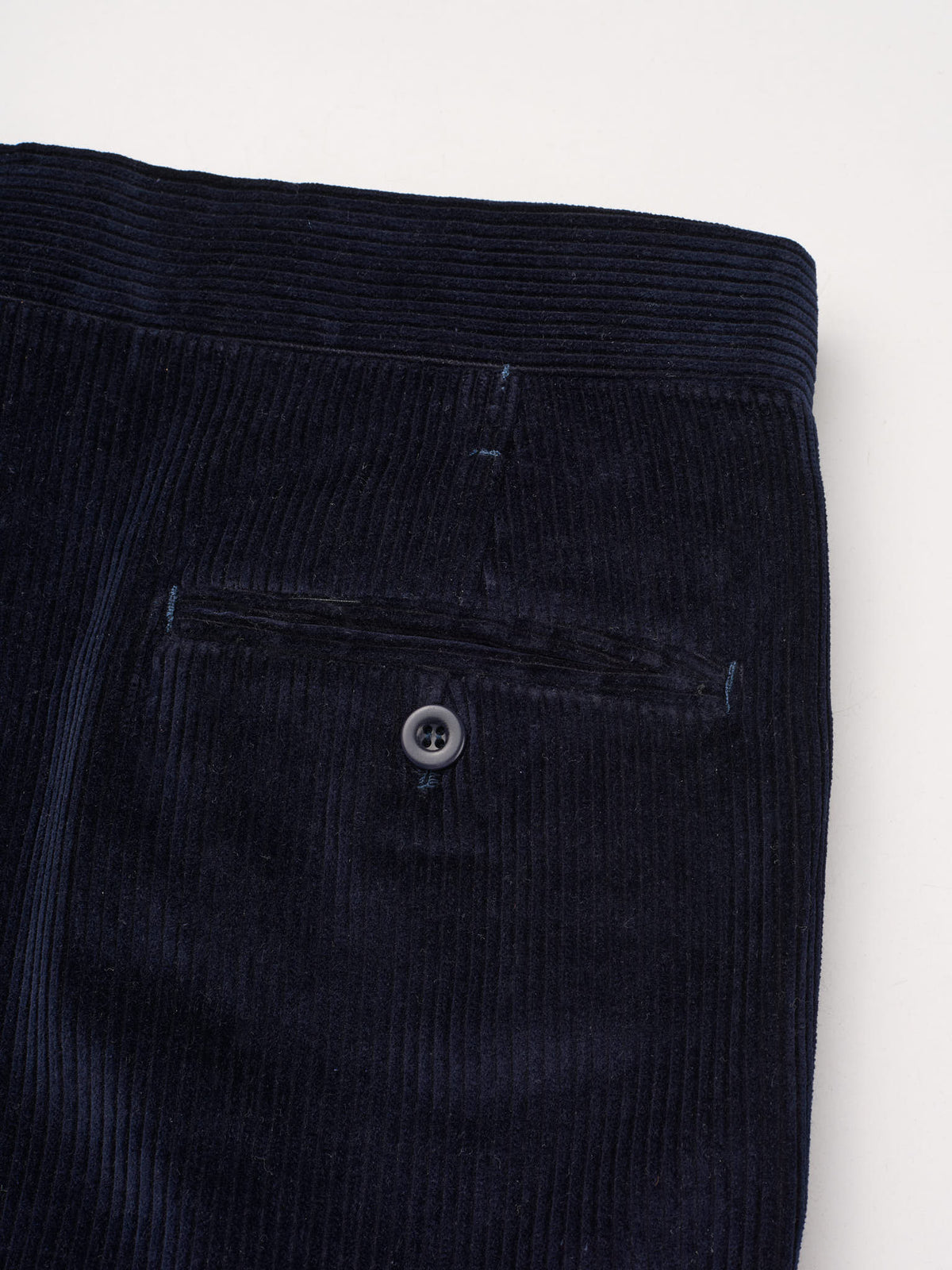 AMBROSI Napoli Bespoke Navy Blue Corduroy Cotton Pleated Dress Pants EU 50 US 34