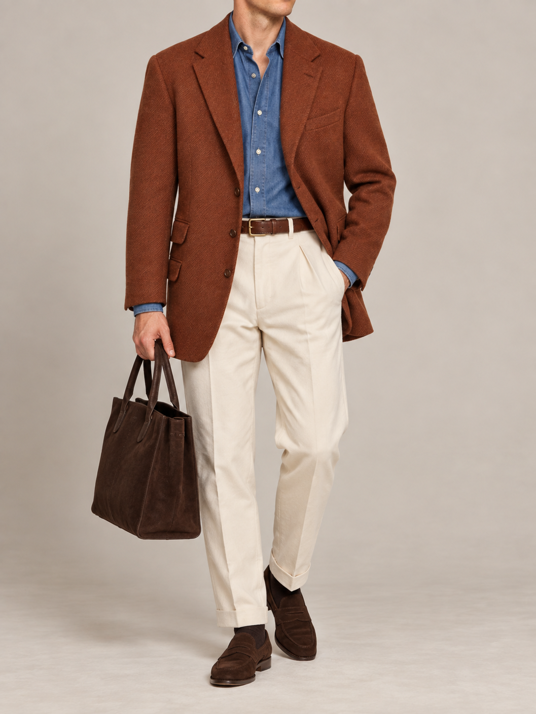 ANDERSON & SHEPPARD Bespoke Brick Red Wool Tweed Sports Coat Jacket