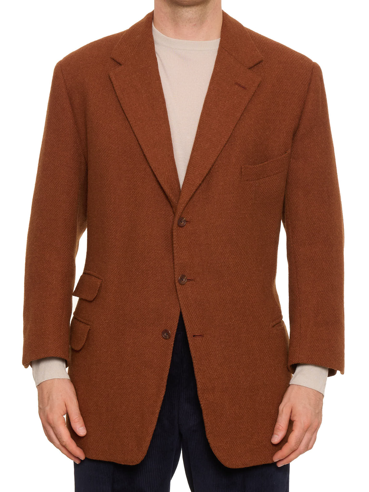 ANDERSON & SHEPPARD Bespoke Brick Red Wool Tweed Sports Coat Jacket