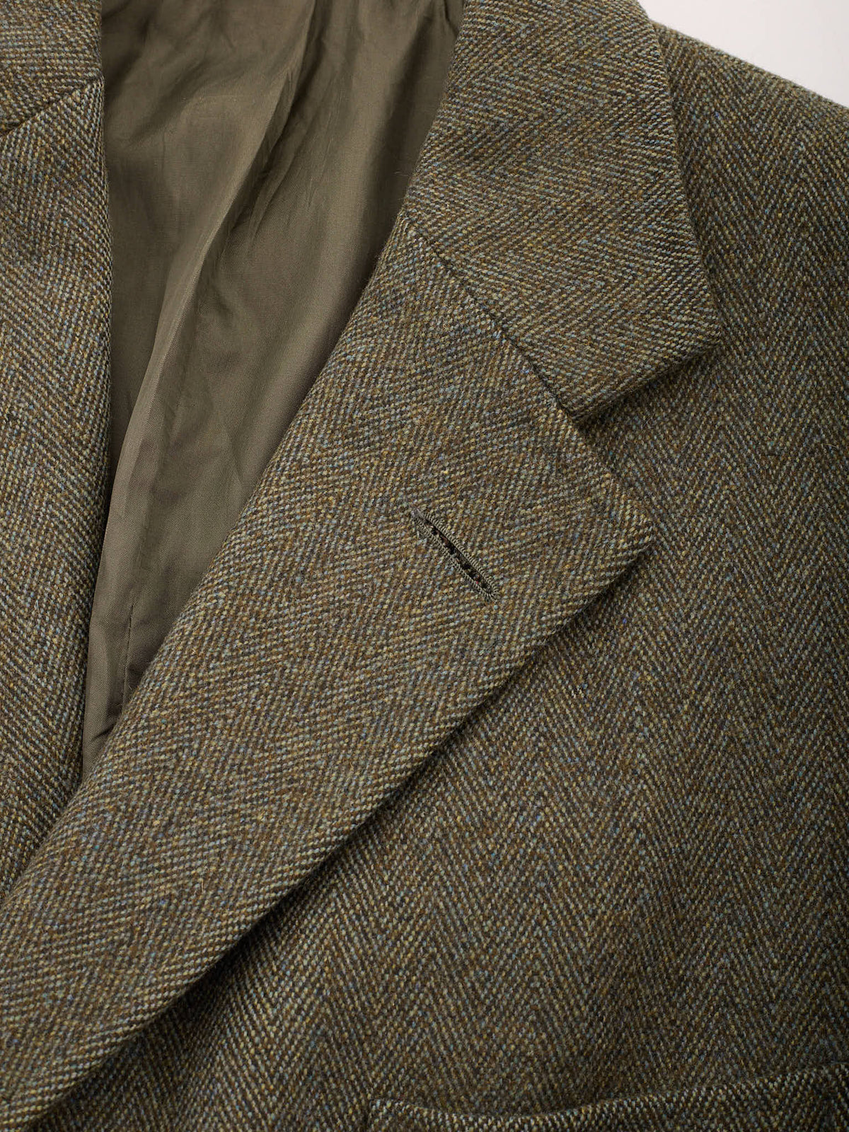 ANDERSON & SHEPPARD Bespoke Green Herringbone Harris Tweed Jacket
