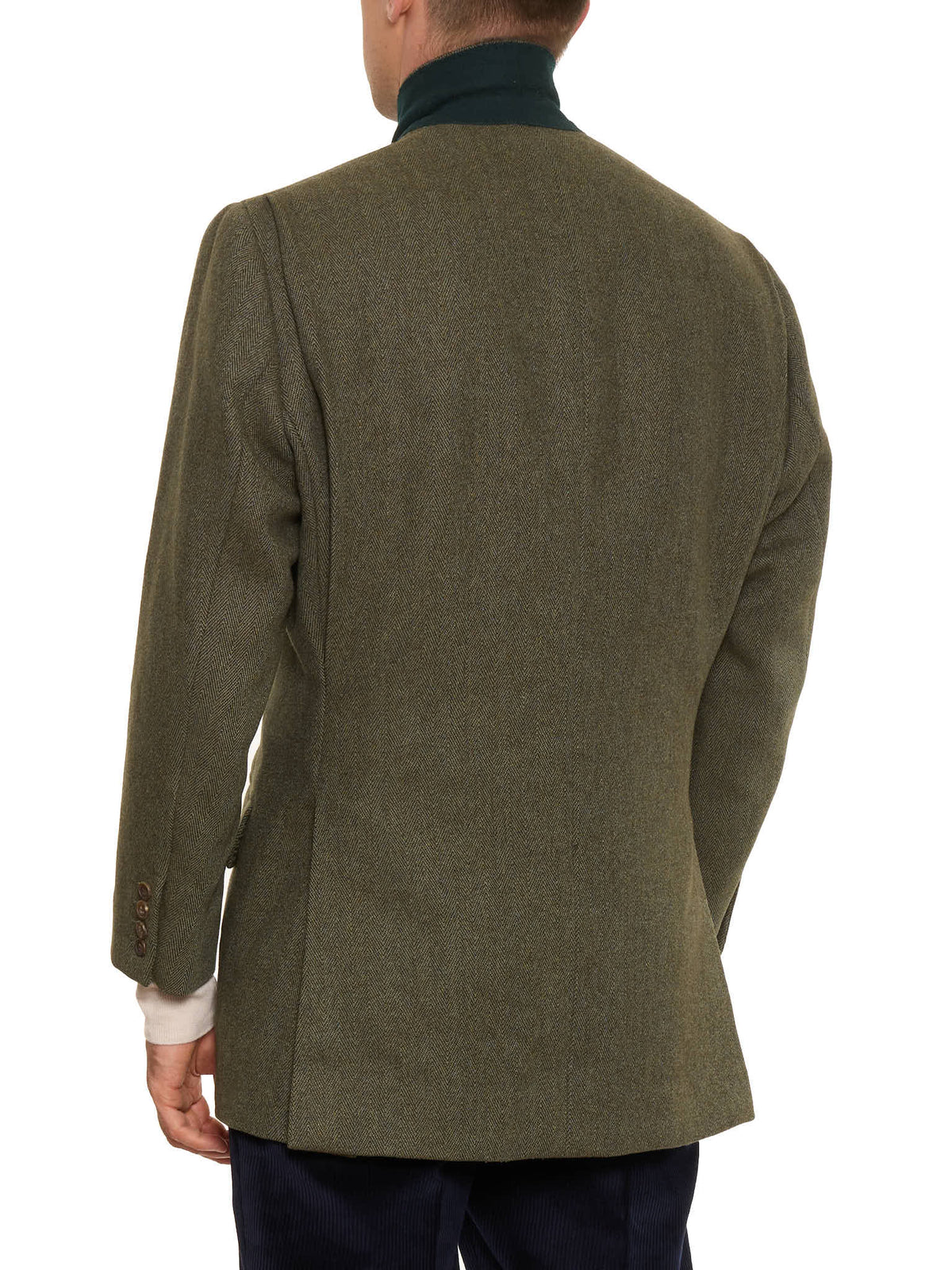 ANDERSON & SHEPPARD Bespoke Green Herringbone Harris Tweed Jacket