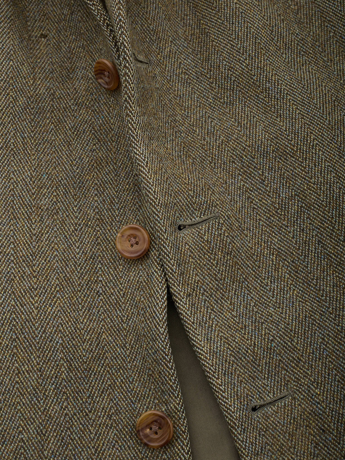 ANDERSON & SHEPPARD Bespoke Green Herringbone Harris Tweed Jacket