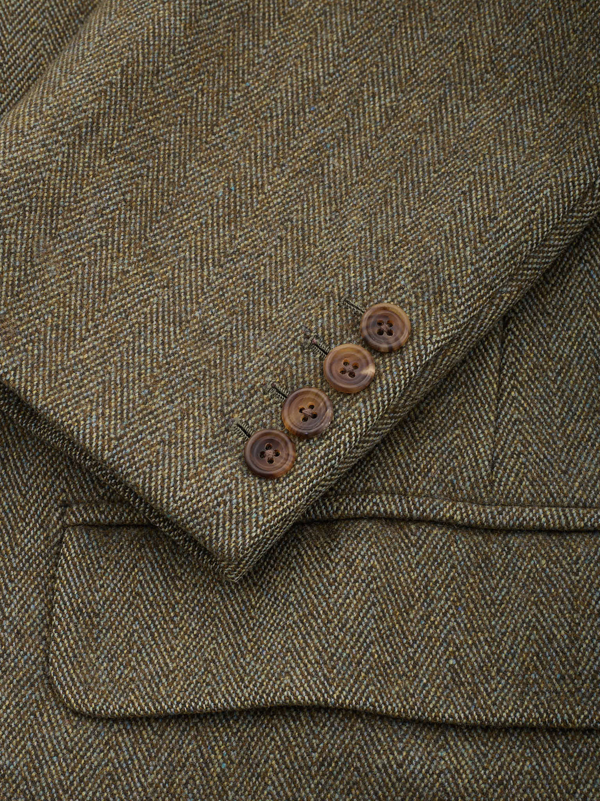 ANDERSON & SHEPPARD Bespoke Green Herringbone Harris Tweed Jacket