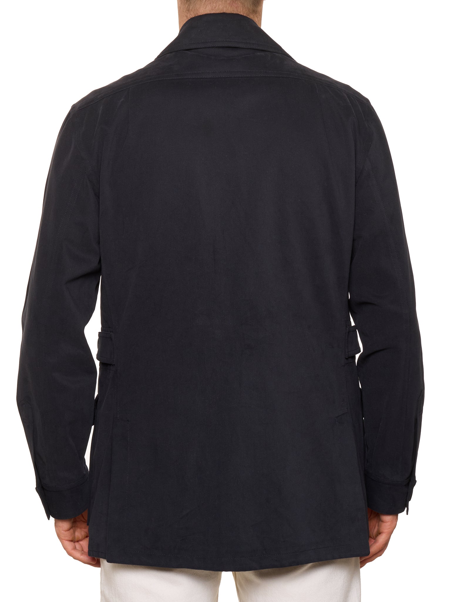 ANDERSON SHEPPARD Navy Blue Cotton Twill Safari Jacket L