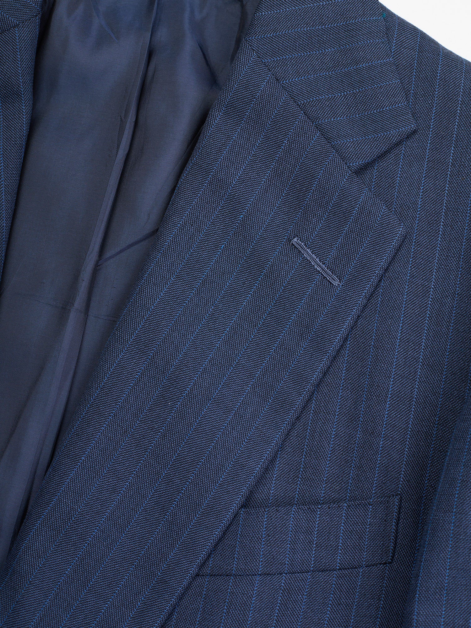 ANDERSON & SHEPPARD Blue Striped Bespoke Suit 2 Pairs of Pants