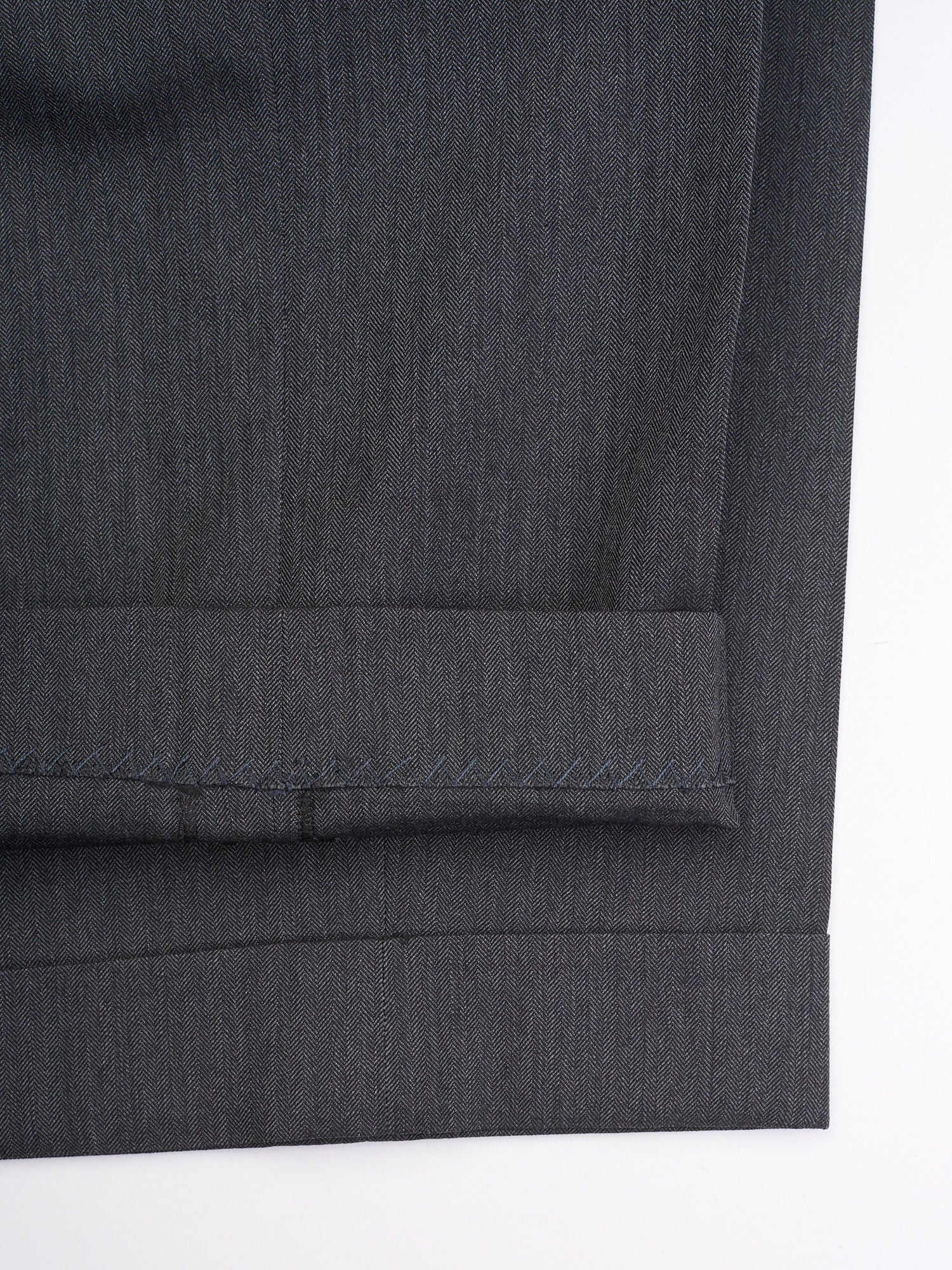 ANDERSON & SHEPPARD Dark Gray Herringbone Wool Bespoke Suit 2 Pairs of Pants