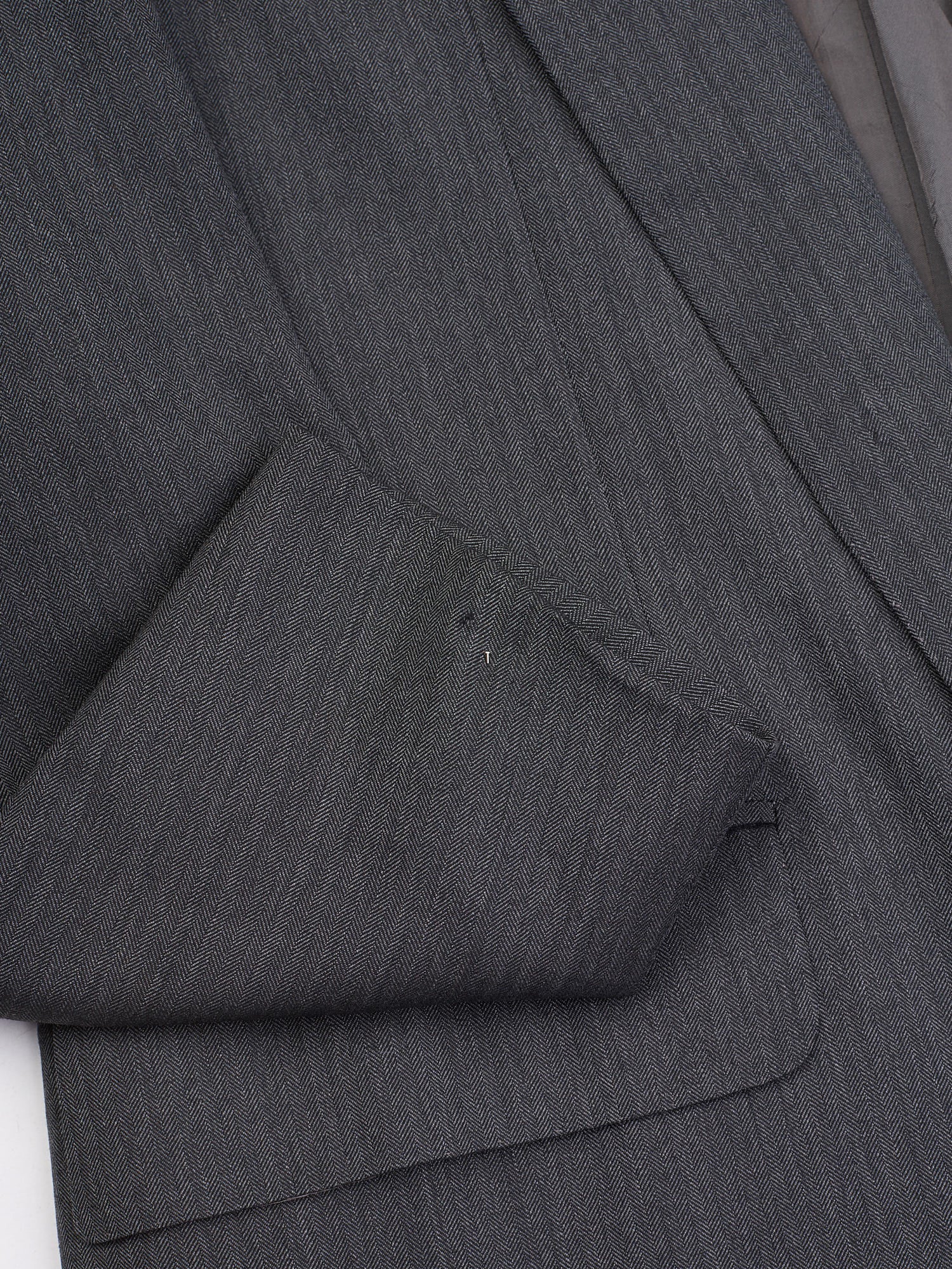ANDERSON & SHEPPARD Dark Gray Herringbone Wool Bespoke Suit 2 Pairs of Pants