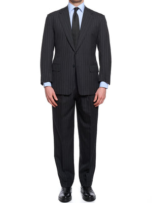 ANDERSON & SHEPPARD Savile Row Gray Pinstripe Bespoke Suit 2 Pairs of Pants