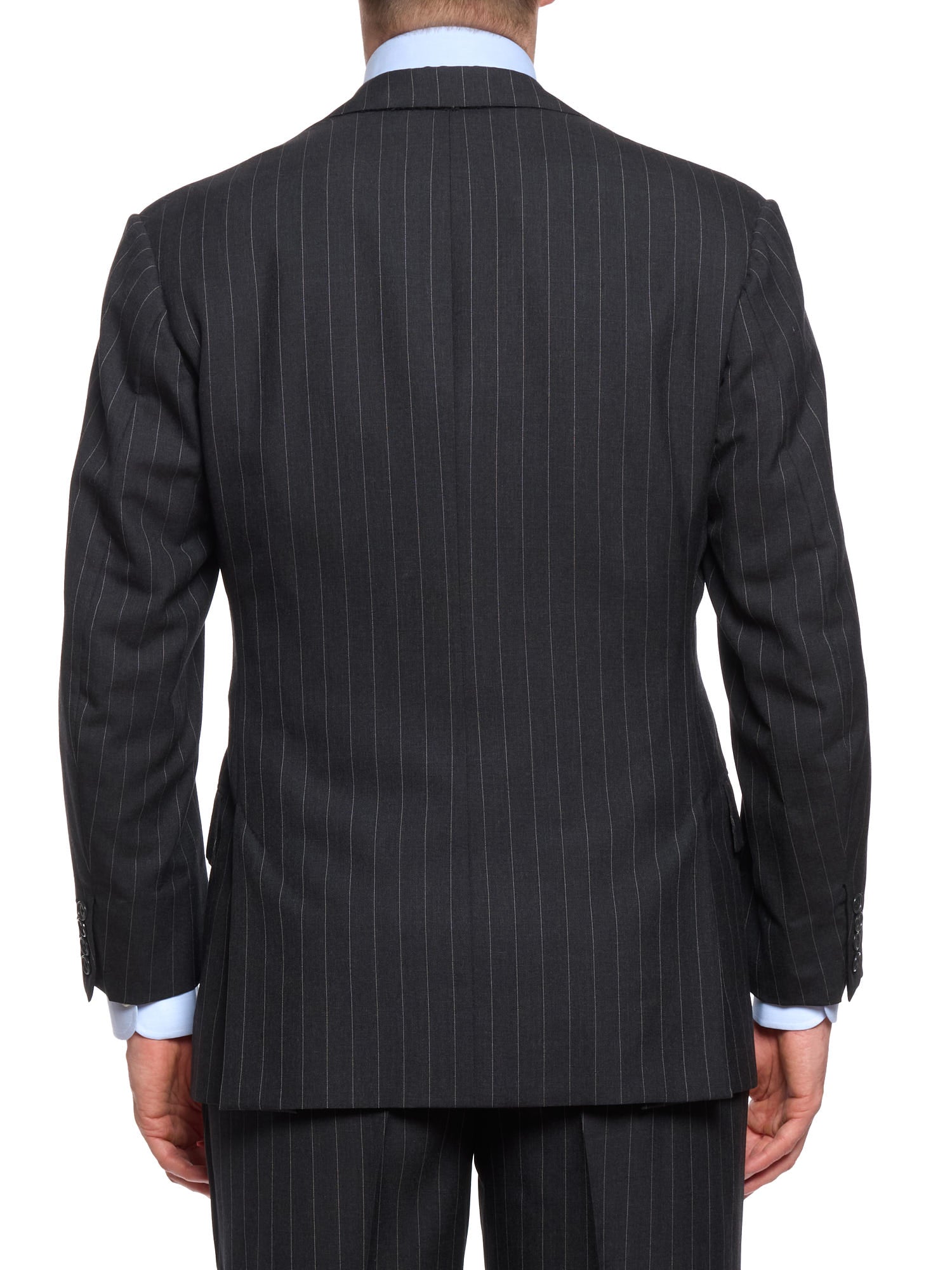 ANDERSON & SHEPPARD Savile Row Gray Pinstripe Bespoke Suit 2 Pairs of Pants