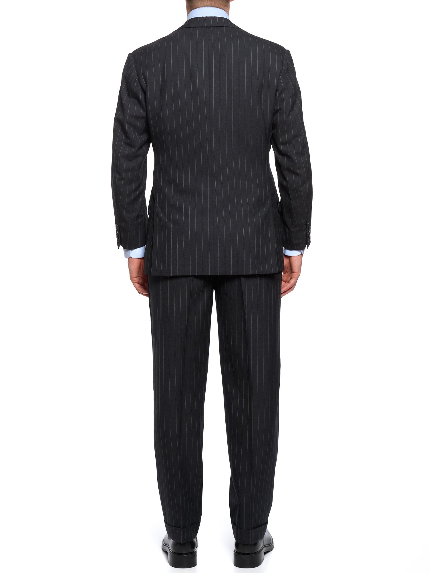 ANDERSON & SHEPPARD Savile Row Gray Pinstripe Bespoke Suit 2 Pairs of Pants