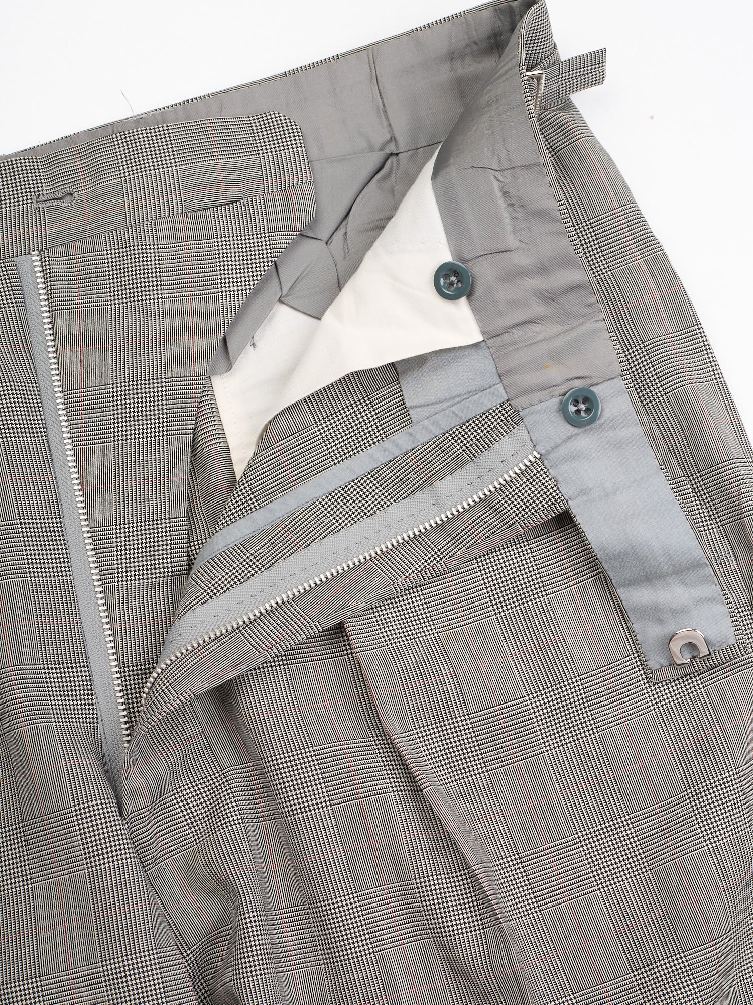 ANDERSON & SHEPPARD Gray Glen Plaid Bespoke Suit 2 Pairs of Pants