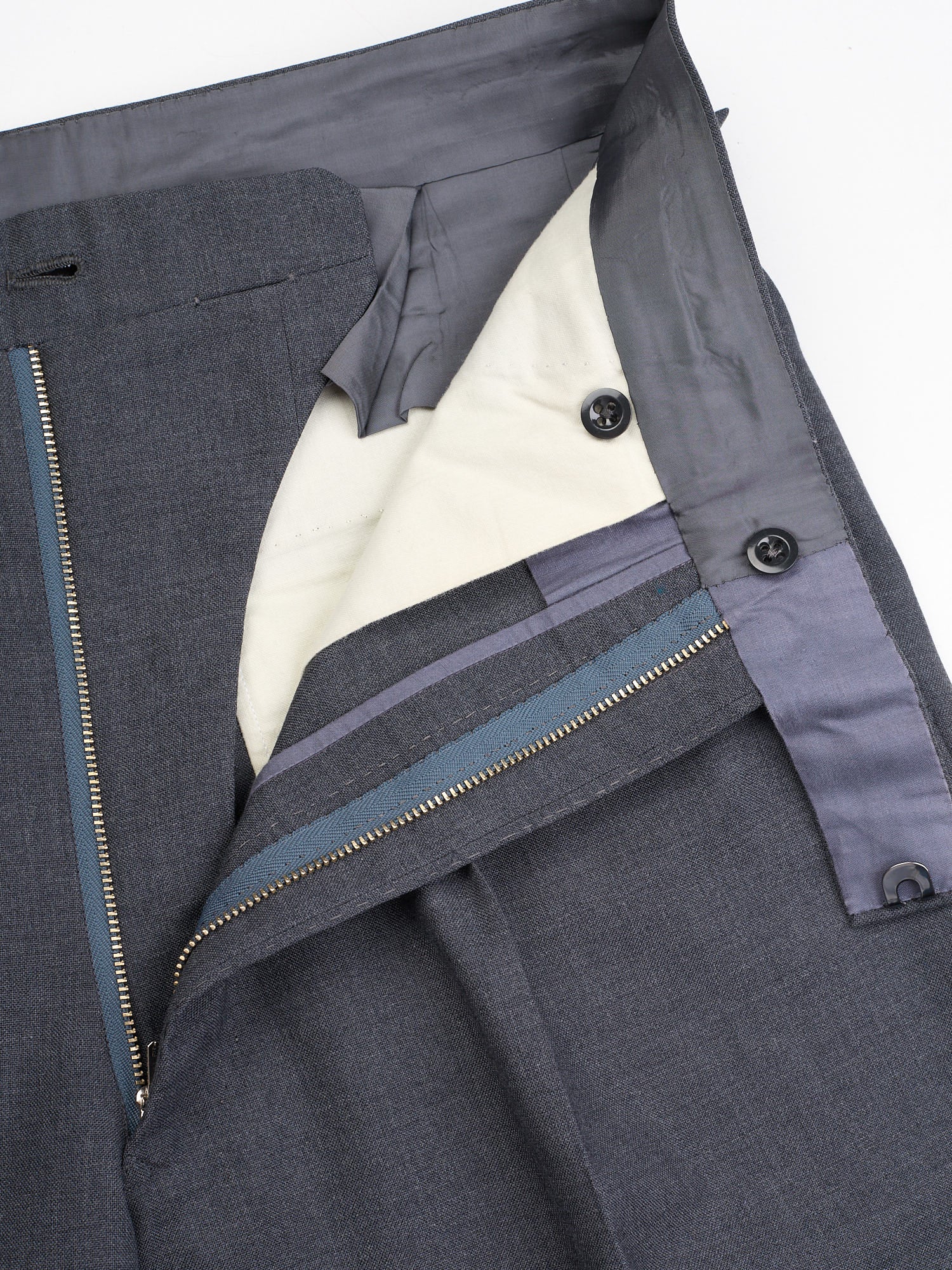 ANDERSON & SHEPPARD Savile Row Gray Wool Bespoke Suit 2 Pairs of Pants