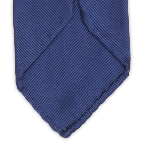 ARNYS Paris “la cravate d’atelier” Handmade Blue Unlined Silk Tie Seven Fold NEW