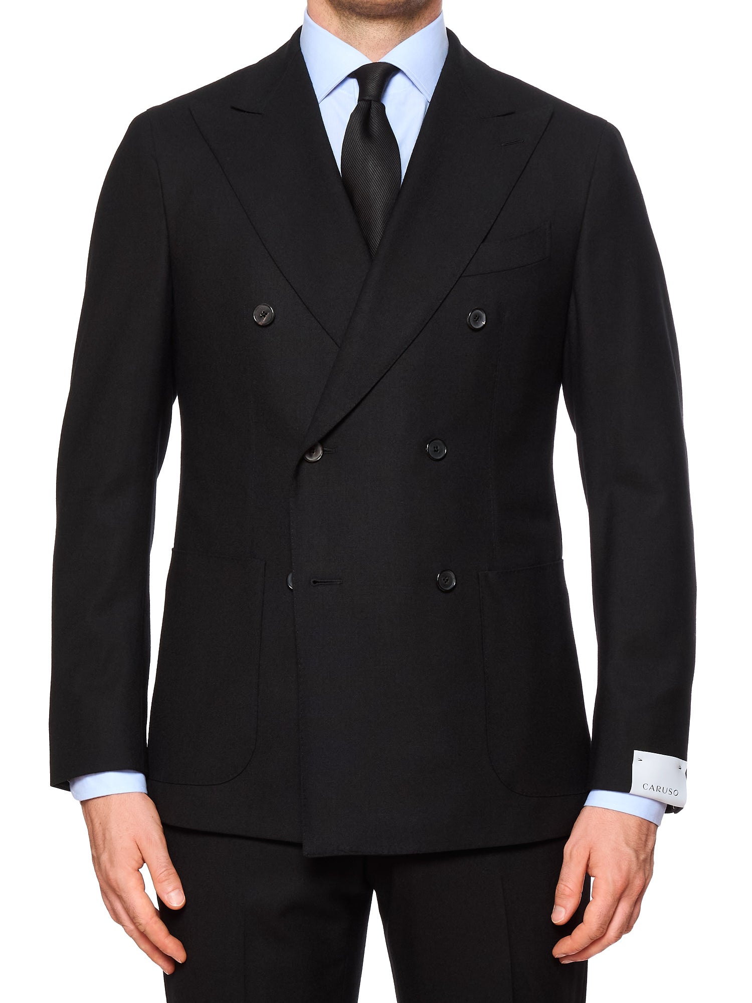 RAFFAELE CARUSO "Aida" Black Houdini Stretch Wool DB Suit NEW