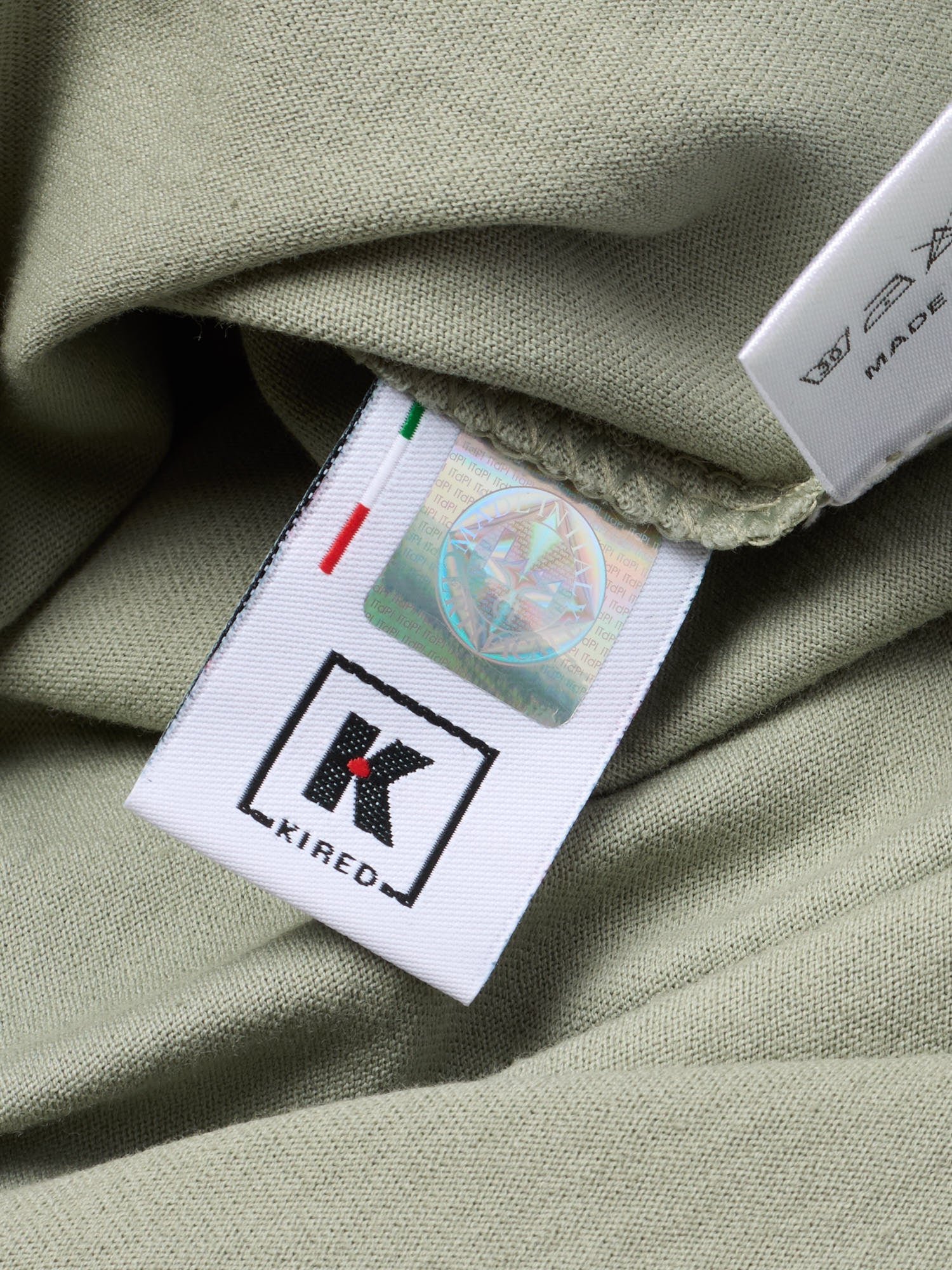 KITON KIRED "Kiss" Green Exclusive Crepe Cotton Short Sleeve T-Shirt