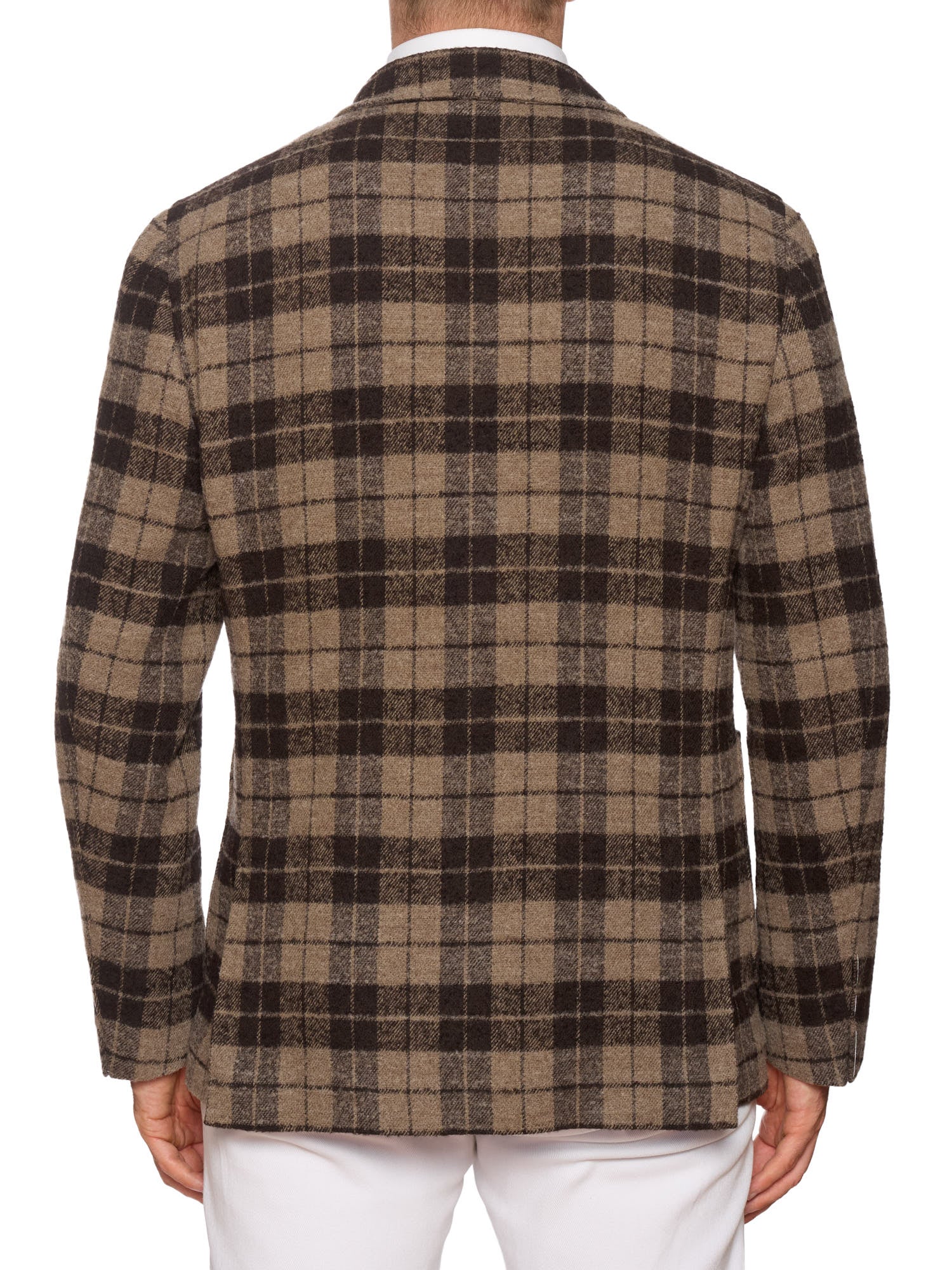 STILE LATINO Brown Plaid Wool Flannel Slim Fit Jacket NEW