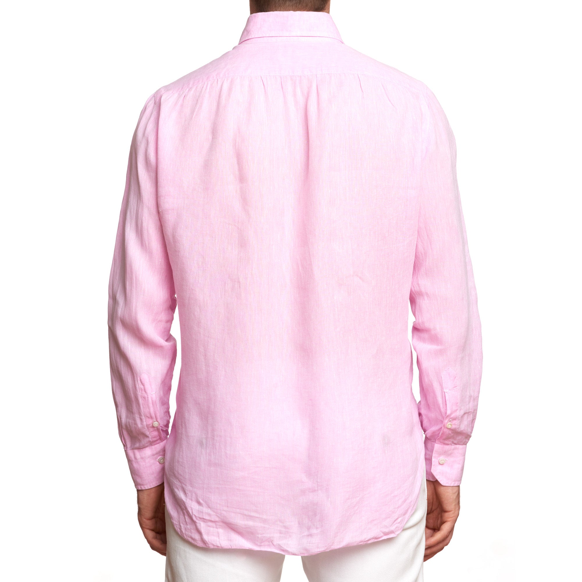 BARBA Handmade Chambray Pink Linen Button-Down Shirt EU 40 US 15.75