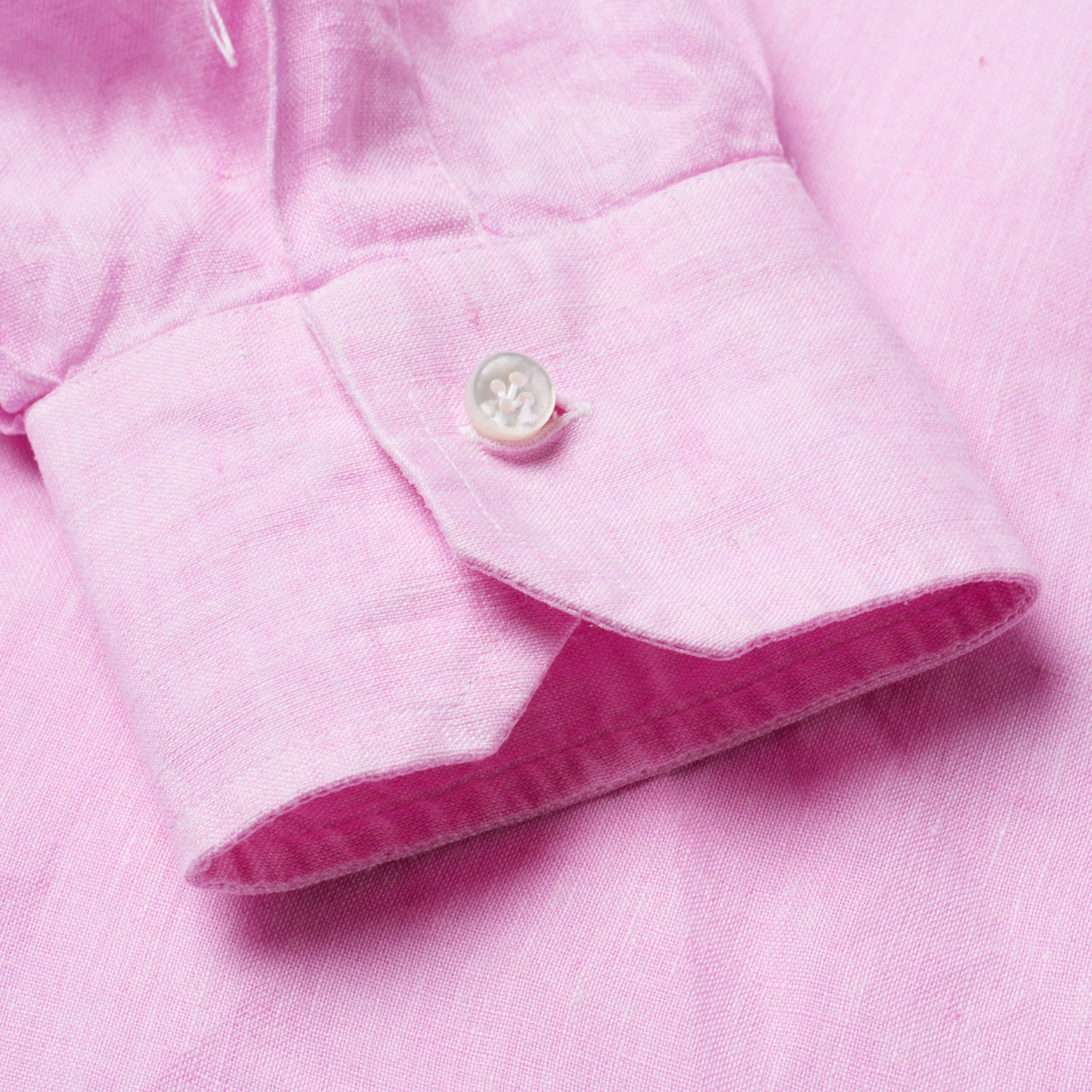 BARBA Handmade Chambray Pink Linen Button-Down Shirt EU 40 US 15.75